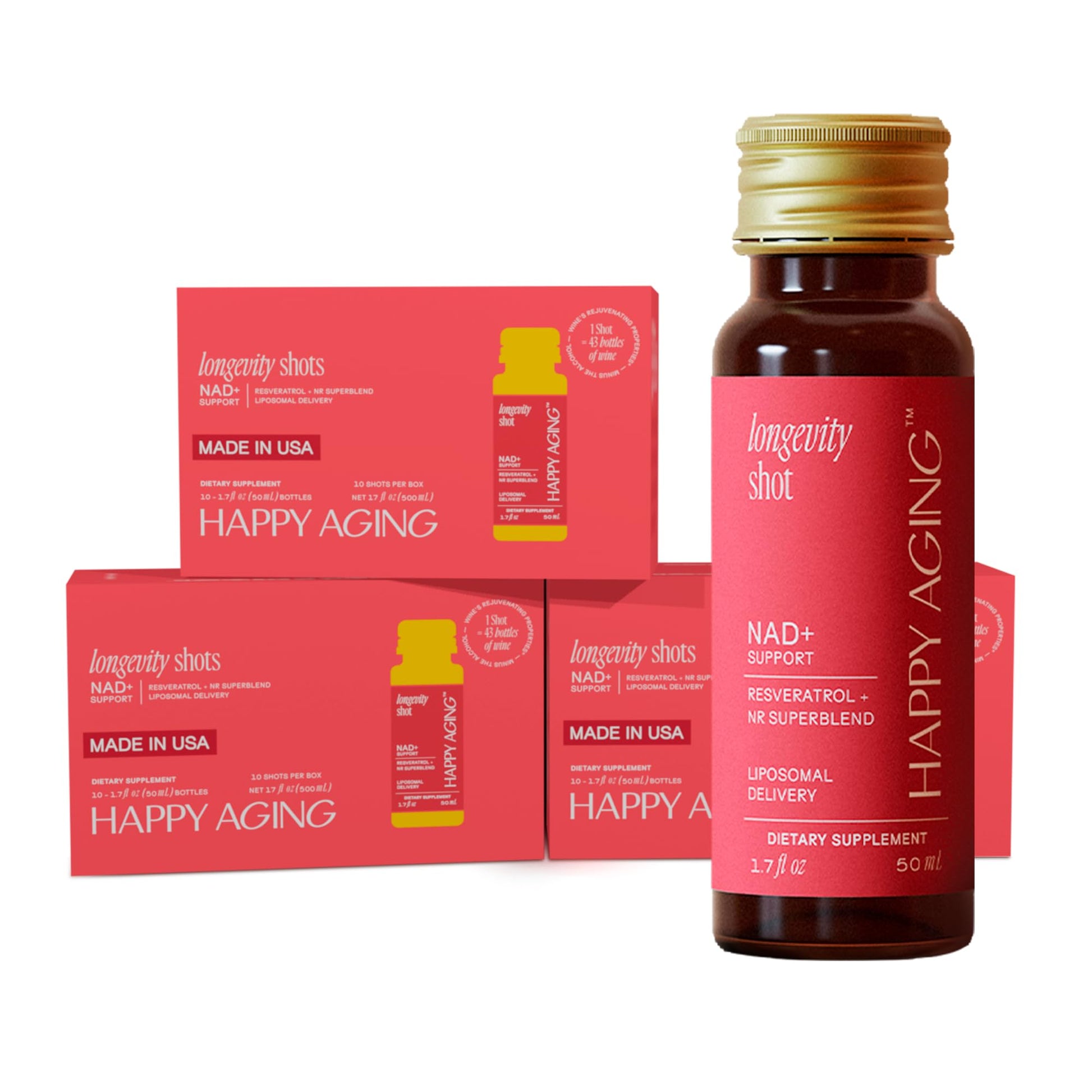 Happy Aging Liquid NAD+ Resveratrol Supplement, NMN Alternative, Liposomal Nicotinamide Riboside & Antioxidants for Energy Support, Brain Health, Firm Skin, Twice Weekly Use, 30 Shots Happy Aging buy supplements canada