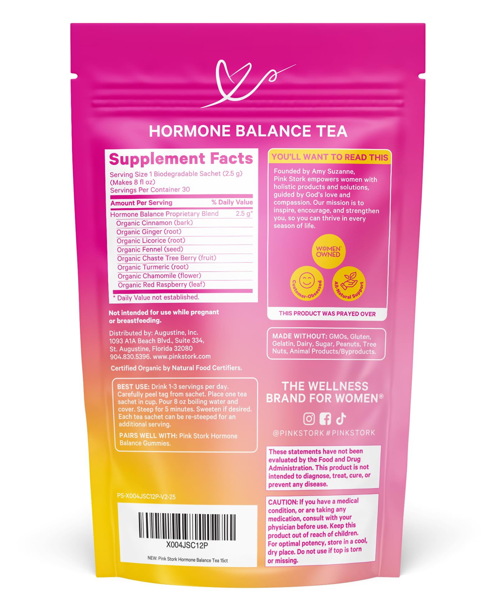 Pink Stork Hormone Balance Tea for Women – Red Raspberry Leaf & Chasteberry (Vitex) – Organic Herbal Tea for PMS, Menstrual Cycle & Perimenopause Support – Caffeine-Free Cinnamon Blend – 30 Cups Pink Stork buy supplements canada