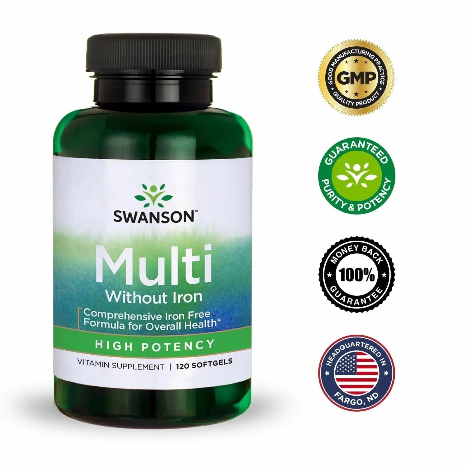 Swanson Multi Without Iron Multivitamin Health Supplement Iron-Free Formula 120 Softgels Sgels (2 Pack) Swanson buy supplements canada