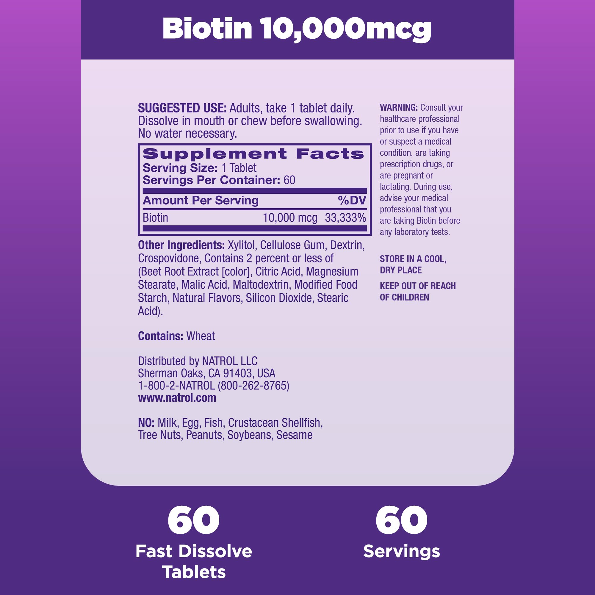 Natrol Biotin 10000mcg, 4X Faster Dissolve Supplement for Healthy Hair, Skin and Nails for Those Low in Biotin, Plus Energy Metabolism Support Natrol buy supplements canada