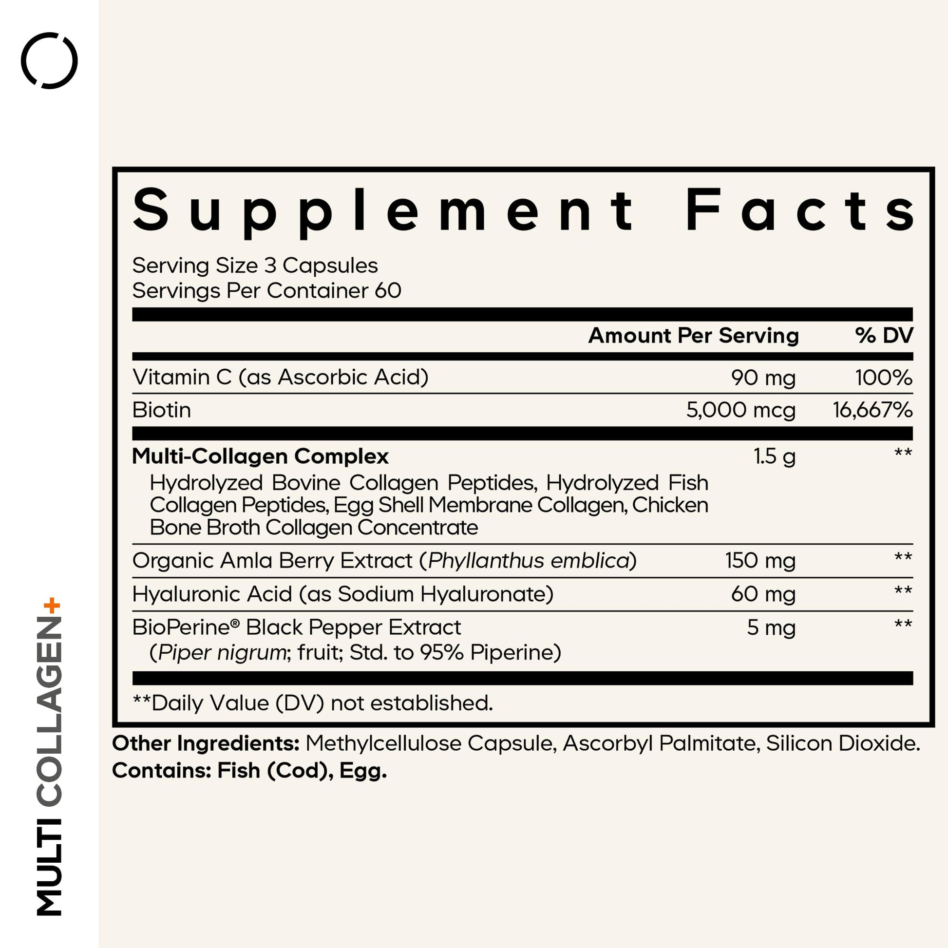 Codeage Multi Collagen+ Supplement with Vitamin C, Biotin 5000 mcg, Hyaluronic Acid, Amla Berry, BioPerine - 5 Types of Collagen Grass-Fed, Pasture-Raised - 2-Month Supply - Non-GMO - 180 Capsules Codeage buy supplements canada