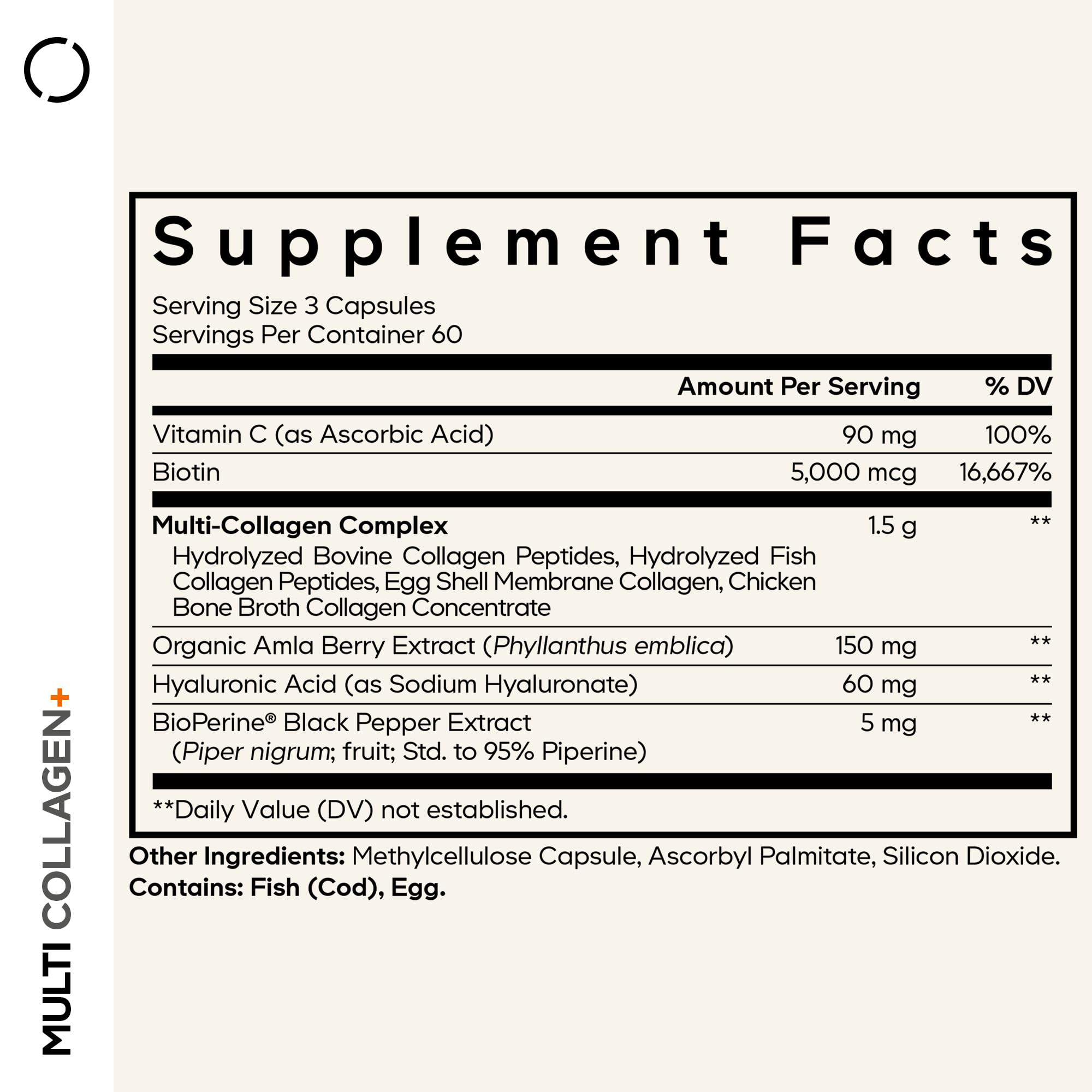 Codeage Multi Collagen+ Supplement with Vitamin C, Biotin 5000 mcg, Hyaluronic Acid, Amla Berry, BioPerine - 5 Types of Collagen Grass-Fed, Pasture-Raised - 2-Month Supply - Non-GMO - 180 Capsules Codeage buy supplements canada