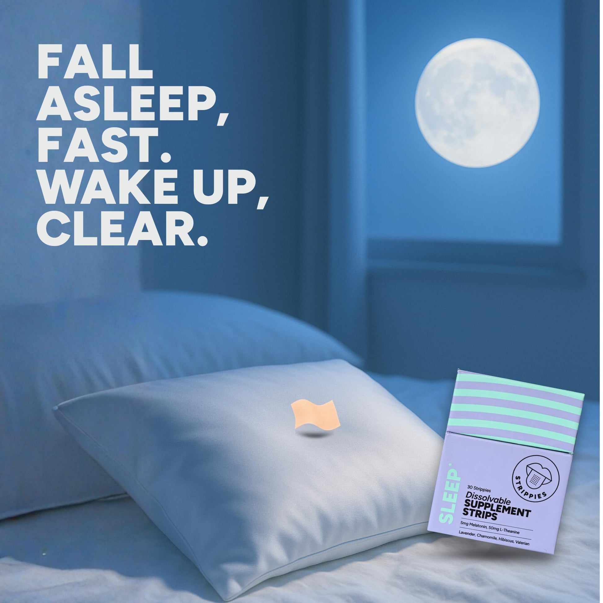 STRIPPIES Dissolvable Sleep Strips – Fast-Acting Melatonin 5mg with L-Theanine, Lavender, Chamomile, Hibiscus & Valerian – Natural Cranberry Flavor – 90 Strips STRIPPIES buy supplements canada