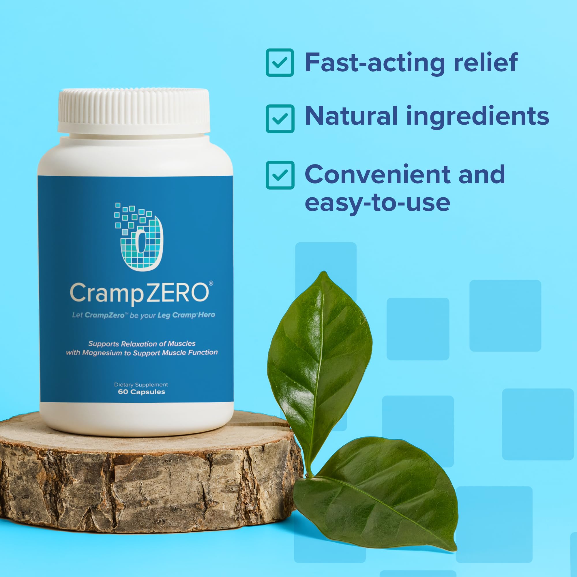 CrampZero Magnesium for Leg Cramps at Night – Potassium Magnesium Supplement with Calcium and Vitamin D3, Supports Muscle Relaxation and Function, Night Leg Cramps Relief, 60 Capsules CrampZero buy supplements canada