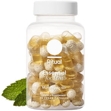 Ritual Multivitamin for Men 50+, Vegan, with Zinc, Vitamin A and D3 for Immune Function Support*, Omega-3 DHA, B12, K2, Gluten Free, Non-GMO, Mint Essenced, 30 Day Supply Ritual buy supplements canada