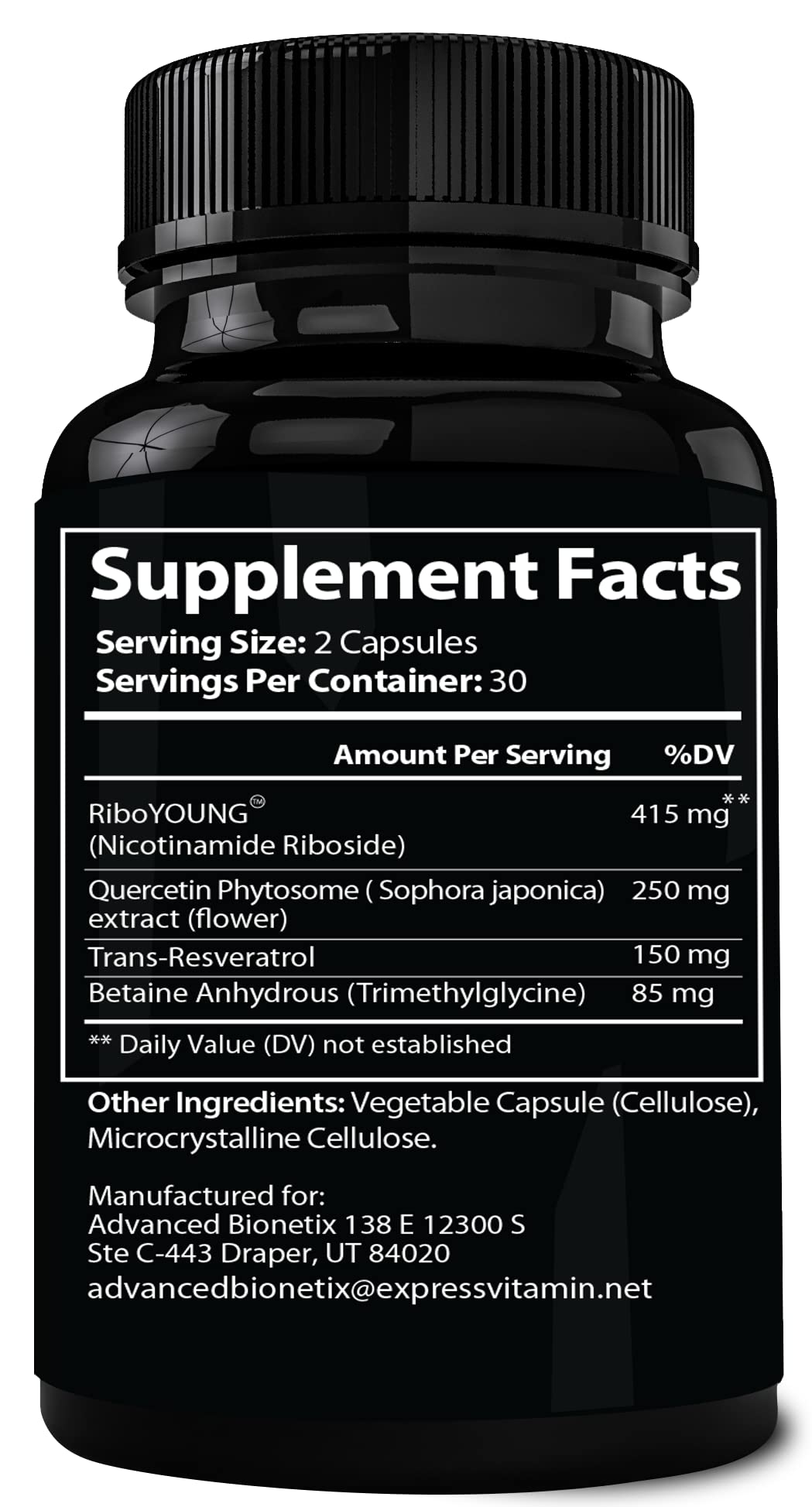 Advanced Bionetix NAD Supplement with Nicotinamide Riboside Plus Resveratrol, Quercetin, Betaine w/RiboYOUNG™ for True Anti Aging Advanced Bionetix buy supplements canada