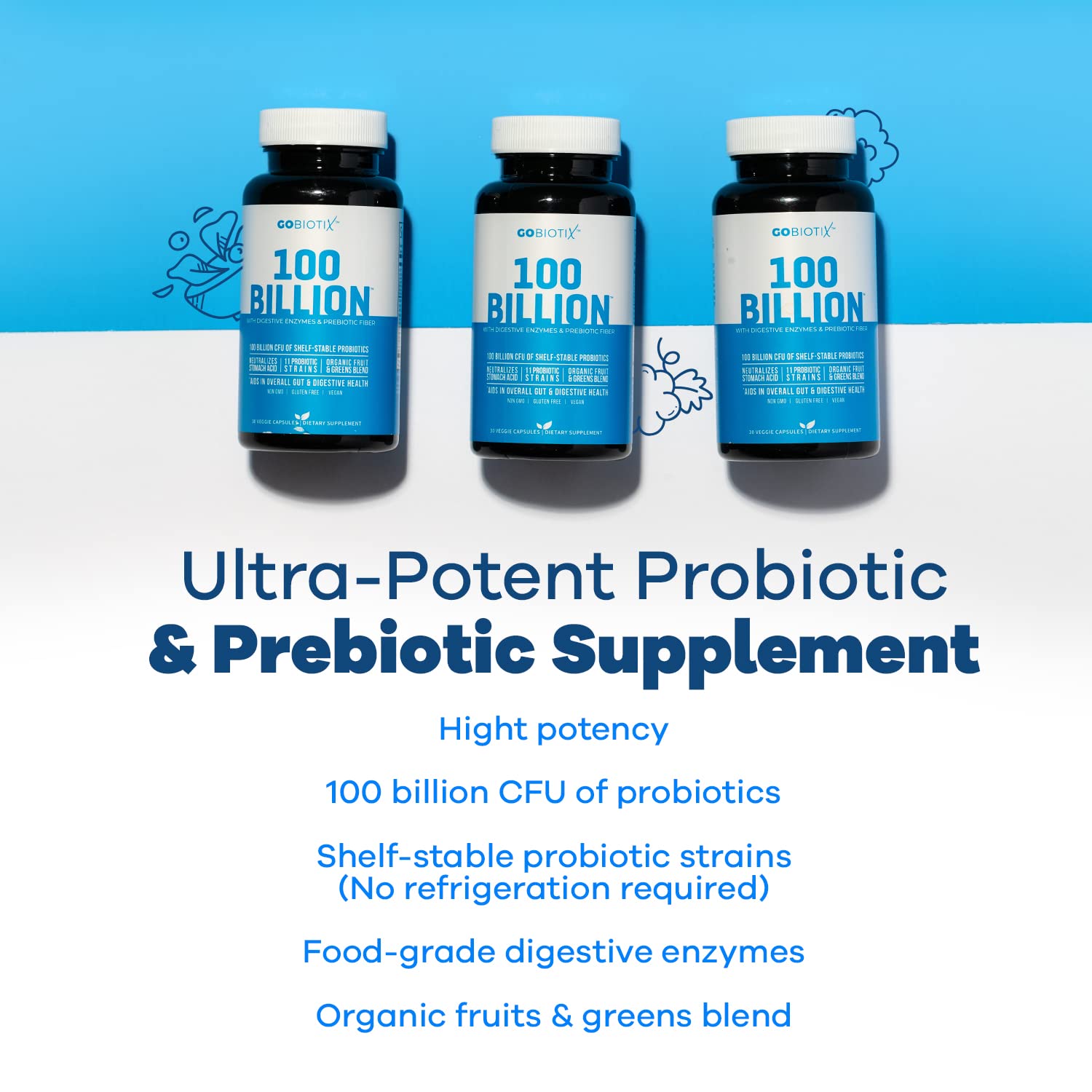 100 Billion - Probiotics and Prebiotics Supplement Pills - Digestive Enzymes and Prebiotic GOBIOTIX buy supplements canada