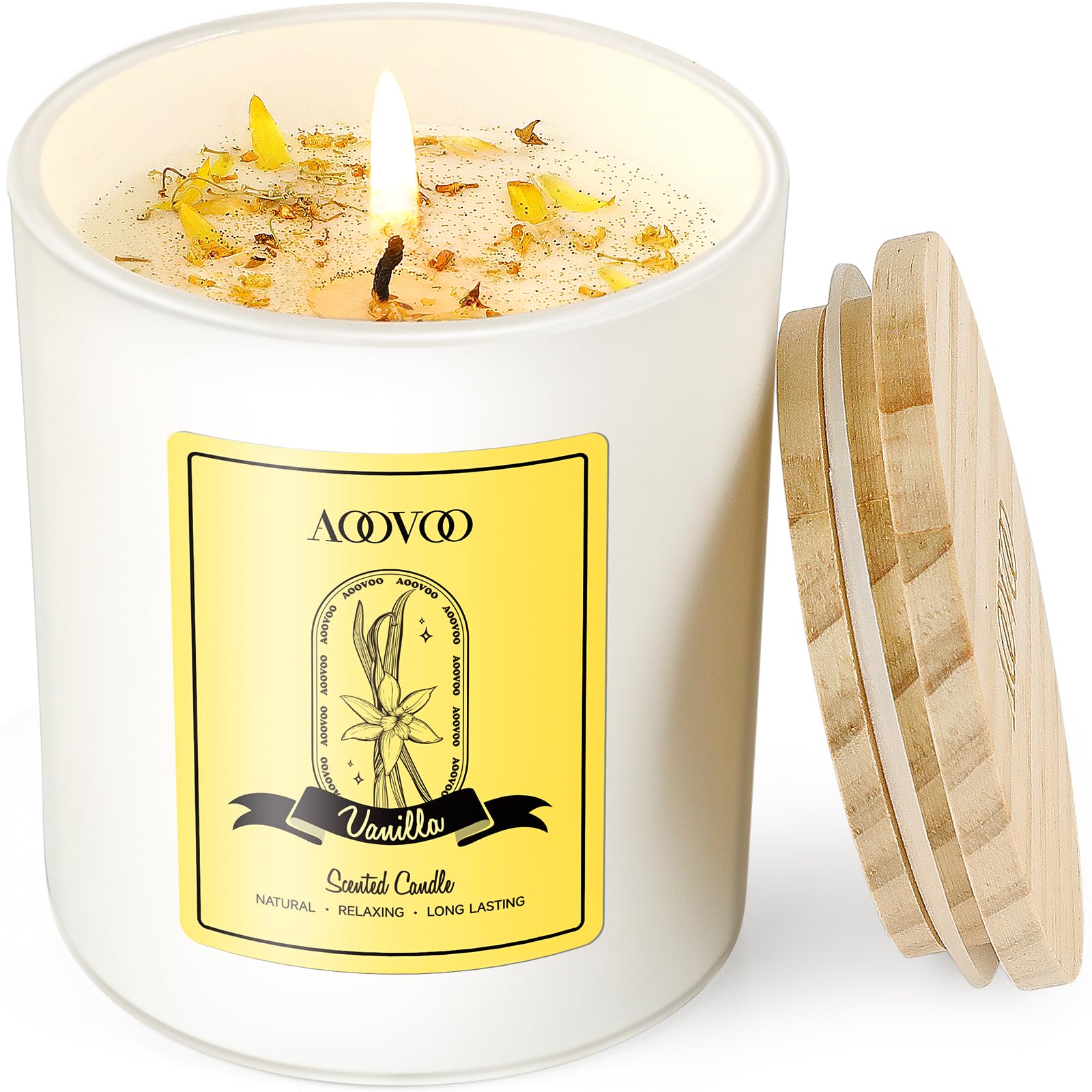 Vanilla Soy Candles Gift for Women - Aromatherapy Candle with Crystals Inside, 10oz Natural Soy Wax Candles AOOVOO buy supplements canada