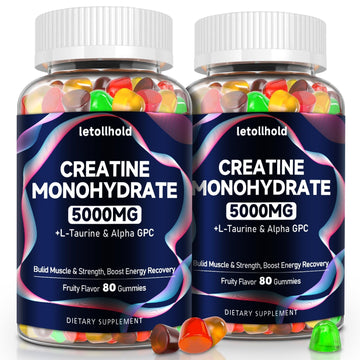 Creatine Monohydrate Gummies 5g for Women & Men - Creatine Gummies for Women Pre Workout Chewables with L-Taurine & Alpha GPC, Sugar-Free Muscle Builder, Energy Boost, Vegan Non-GMO (160 Count) letollhold buy supplements canada