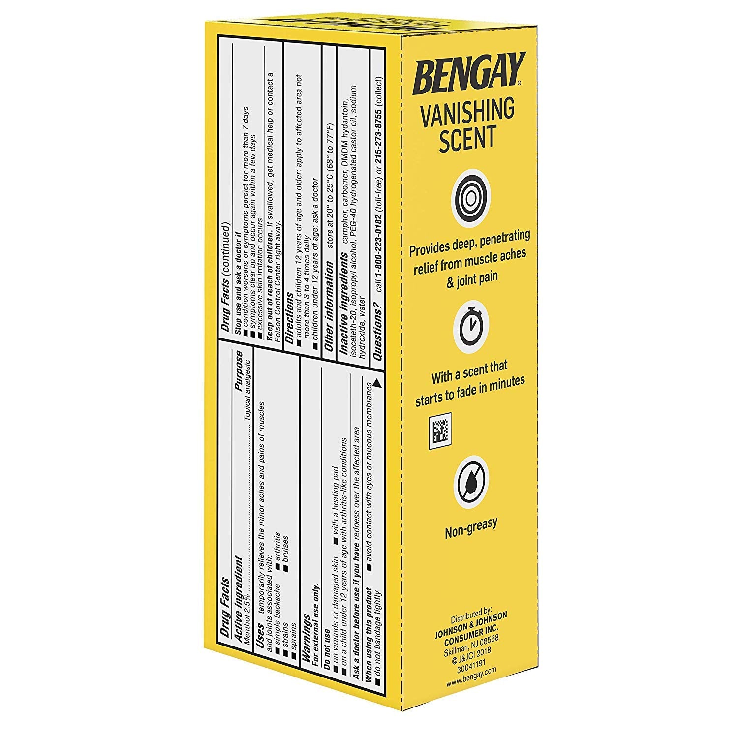 Bengay Menthol 2.5% Topical Analgesic Gel Vanishing Scent 2oz Bengay buy supplements canada