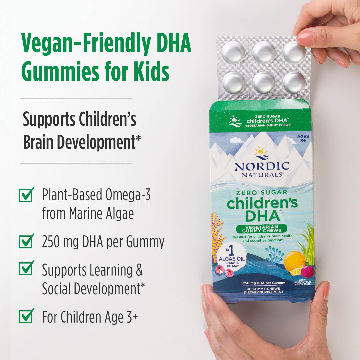 Nordic Naturals Zero Sugar Children’s DHA Vegetarian Gummy Chews - Passion Fruit Lemon Flavor - 30 Gummies - Vegan Algae Oil Omega-3 Supplement for Kids Brain & Cognition Support - 30 Servings Nordic Naturals buy supplements canada