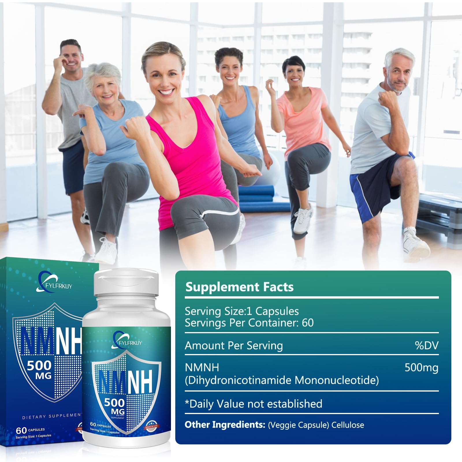 FYLFRKUY New NMNH 500mg Per Serving (Dihydronicotinamide Mononucleotide), NAD 𝐒𝐮𝐩𝐩𝐥𝐞𝐦𝐞𝐧𝐭𝐬 Pure Organic, More Effective Than NMN for Anti-Aging, Energy, Immunity, Focus - 60 Count FYLFRKUY buy supplements canada