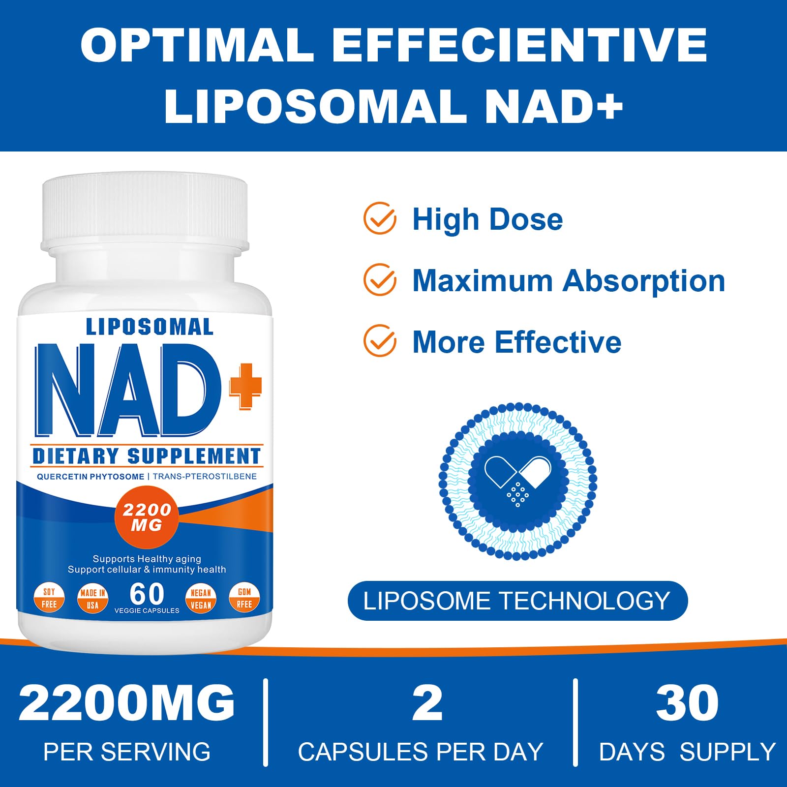 Spliferkou 2200mg Liposomal NAD+ Supplement - Enhances Cell Energy & Aging Defese, 60 Capsules Spliferkou buy supplements canada