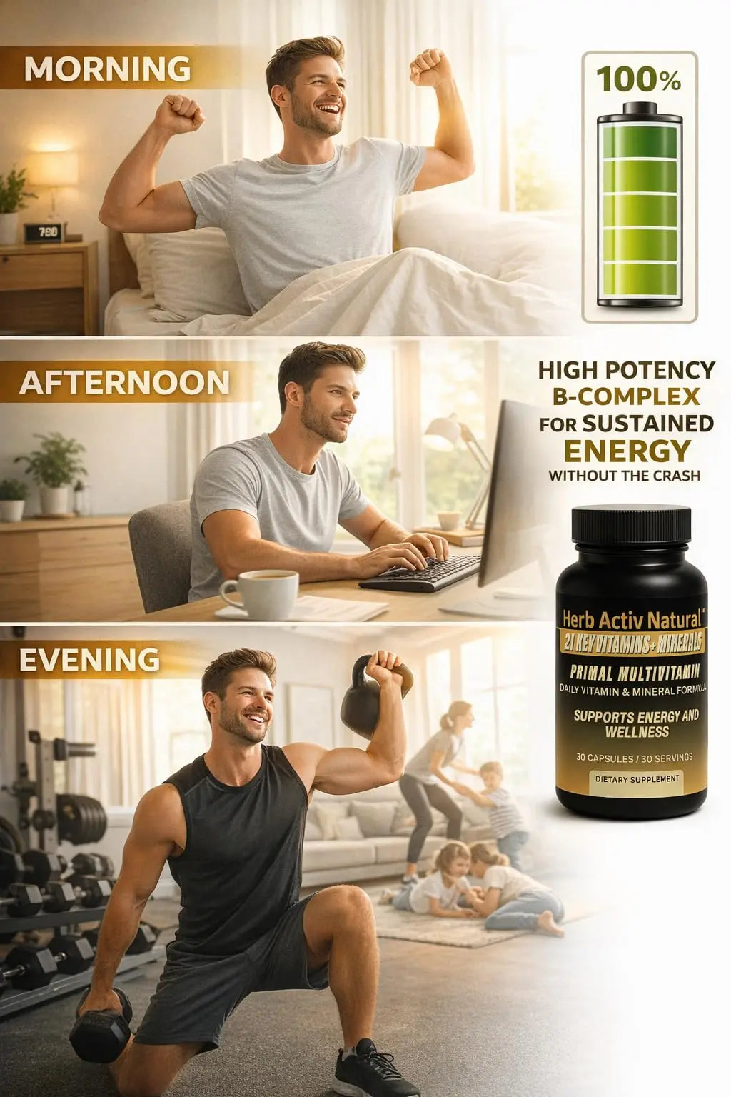 Herb Activ Natural Primal Multivitamin - 21 Essential Vitamins & Minerals - Daily Vitamin & Mineral Supplement - Energy & Wellness Support - 30 Capsules Herb Activ Natural buy supplements canada