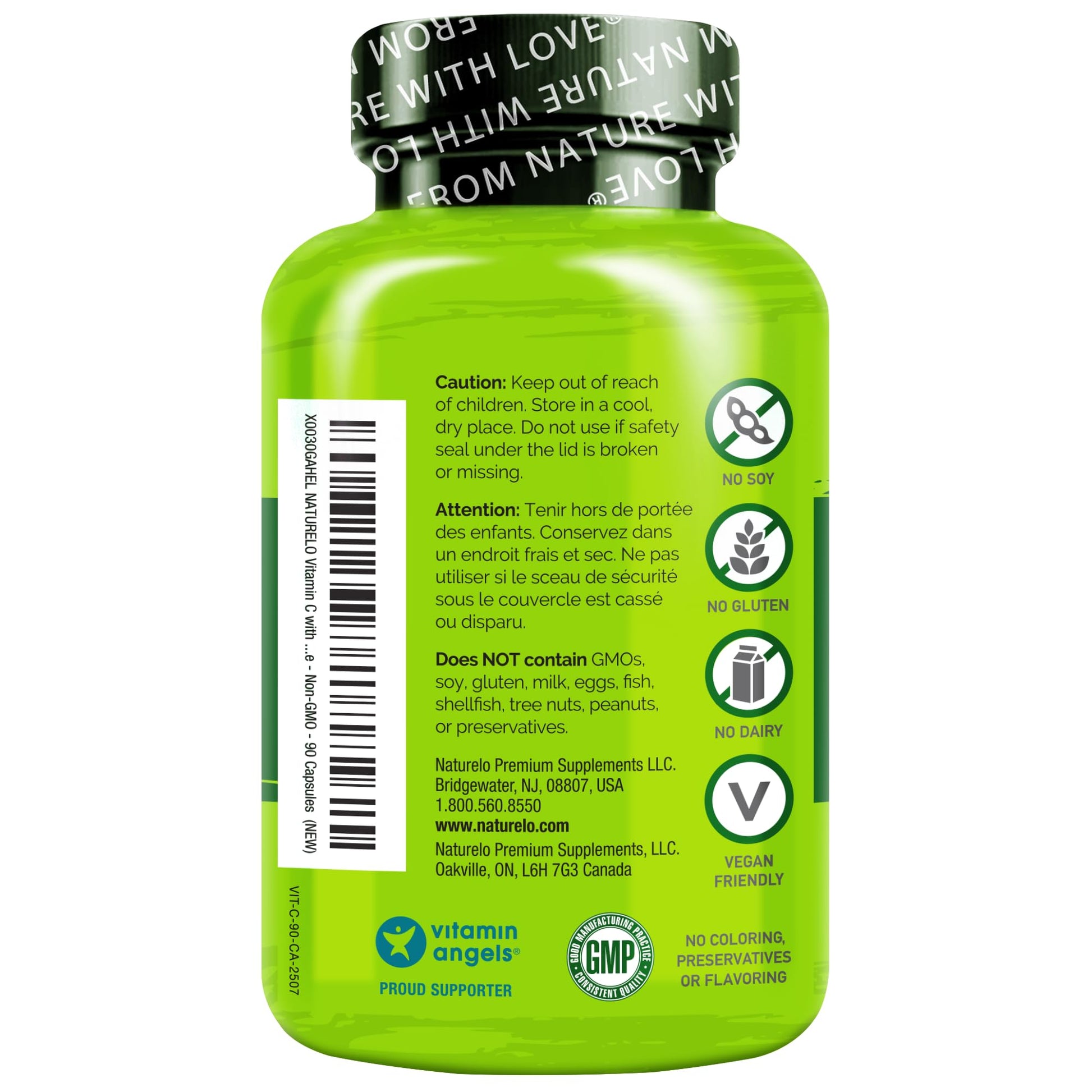 NATURELO Vitamin C with Organic Acerola Cherry Extract and Citrus Bioflavonoids - Vegan Supplement - Immune Support - 500 mg VIT C per Cap NATURELO buy supplements canada