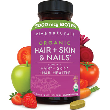 Biotin 5000 mcg Hair Skin Nails Vitamins for Women – Organic and Vegetarian-Friendly Supplement with Vitamin E, B-Vitamins, Spirulina Viva Naturals buy supplements canada