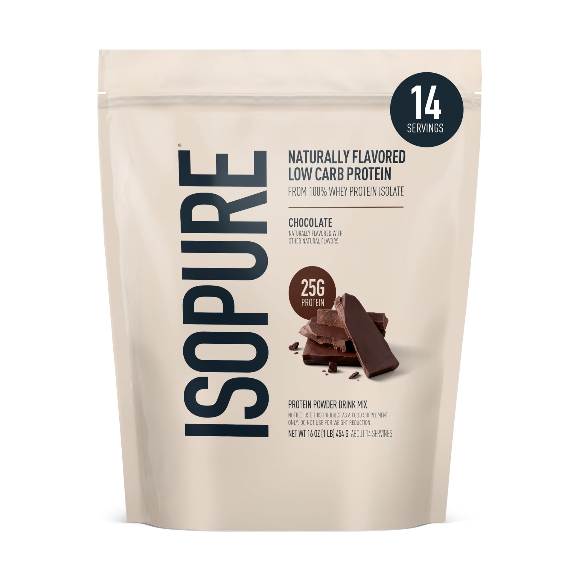 Isopure Low Carb 100% Pure Whey Isolate Protein Powder, Lactose Free, Gluten Free, With Vitamins, Dark Chocolate, 25g Protein Per Serving, 1 Lb, Isopure buy supplements canada