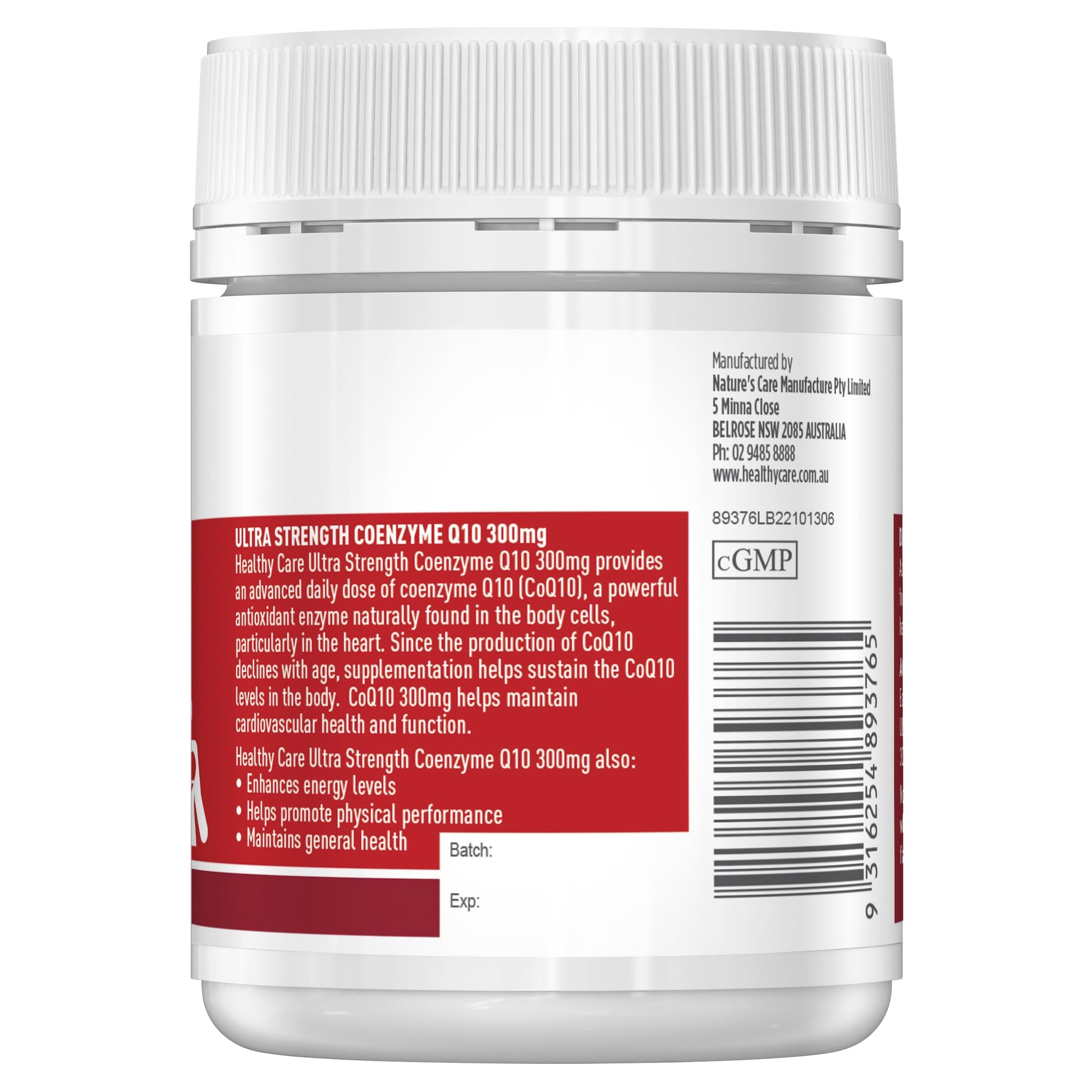 Healthy Care Ultra Strength 300mg Co Enzyme Q10 Capsules, Red, 60 Count | Supports Healthy Care buy supplements canada