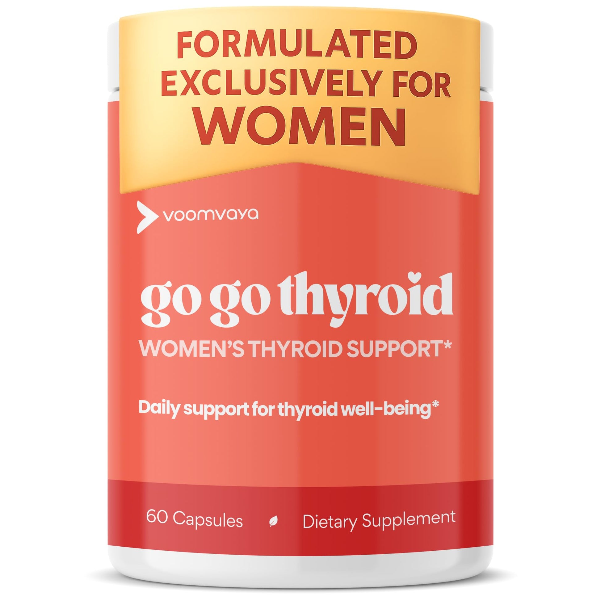 VoomVaya Go Go Thyroid - Thyroid Support for Women 30+ - Female-Focused Hormonal Balance & Thyroid Supplement with Iodine, Selenium & L Tyrosine - 3rd Party Tested - 60 Capsules VoomVaya buy supplements canada