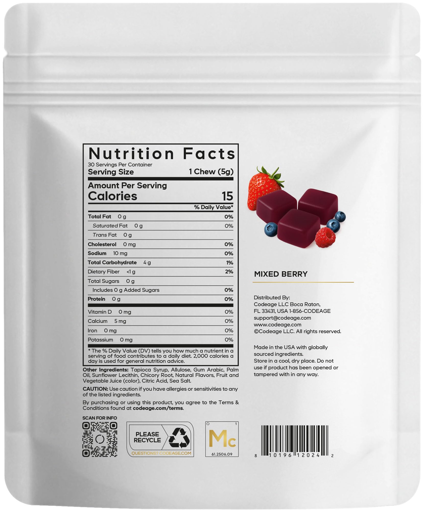 Codeage Miracle Candy Sugar-Free Candies, Mixed Berry Soft Chews – Allulose, Prebiotic Fiber – Low-Calorie Wonderchews – 0g Sugar Soft Chews - 30 Count Codeage buy supplements canada
