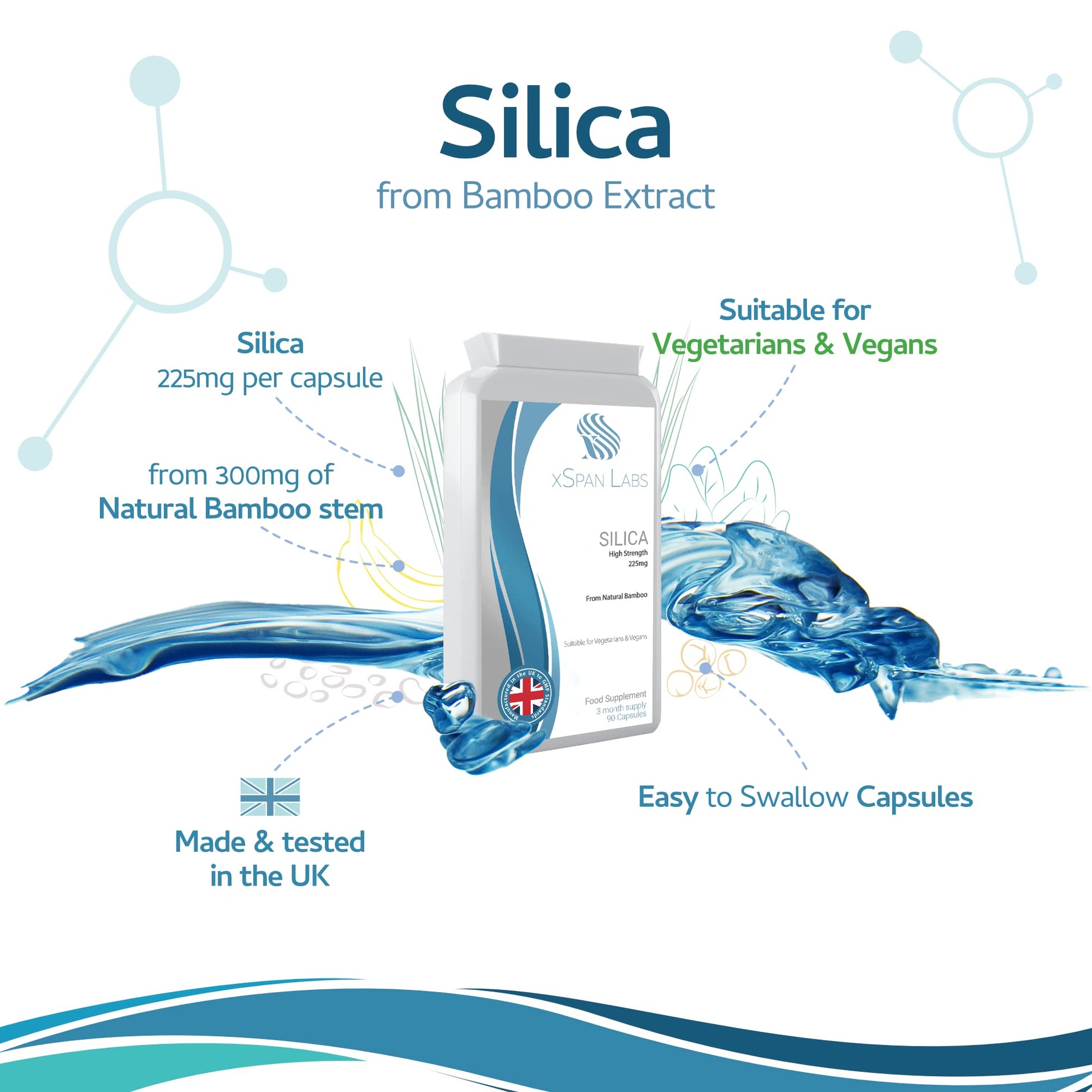 Silica 225mg – 90 Capsules - A Potent Highly Bioavailable Form - Naturally Sourced from Bamboo Extract - One-A-Day Vegan Capsules to Support Healthy Hair, Nails and Skin - Made in The UK Xspan Labs buy supplements canada