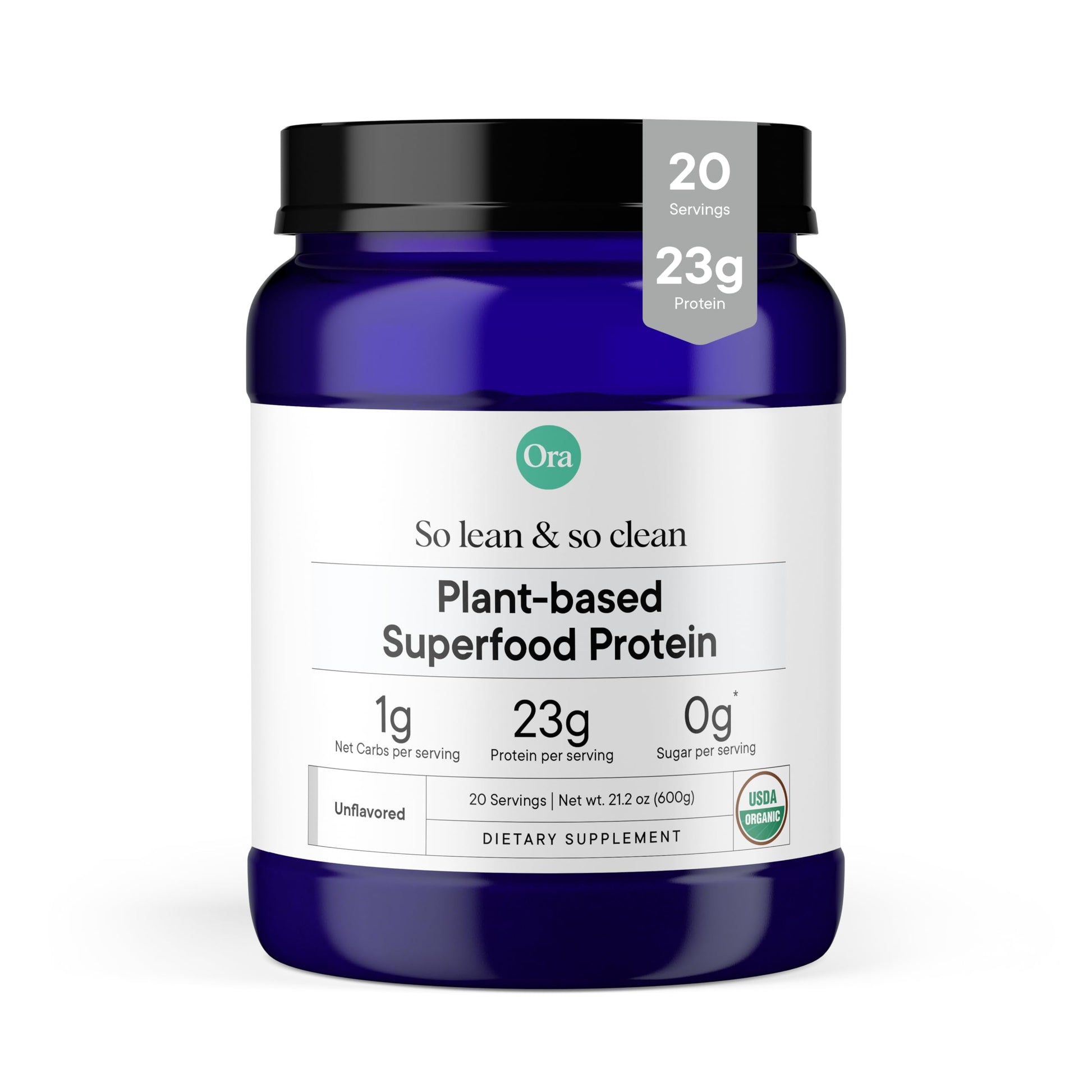 Ora Organic Vegan Protein Powder - 23g Plant Based Pea Protein Unflavored Ora Organic buy supplements canada