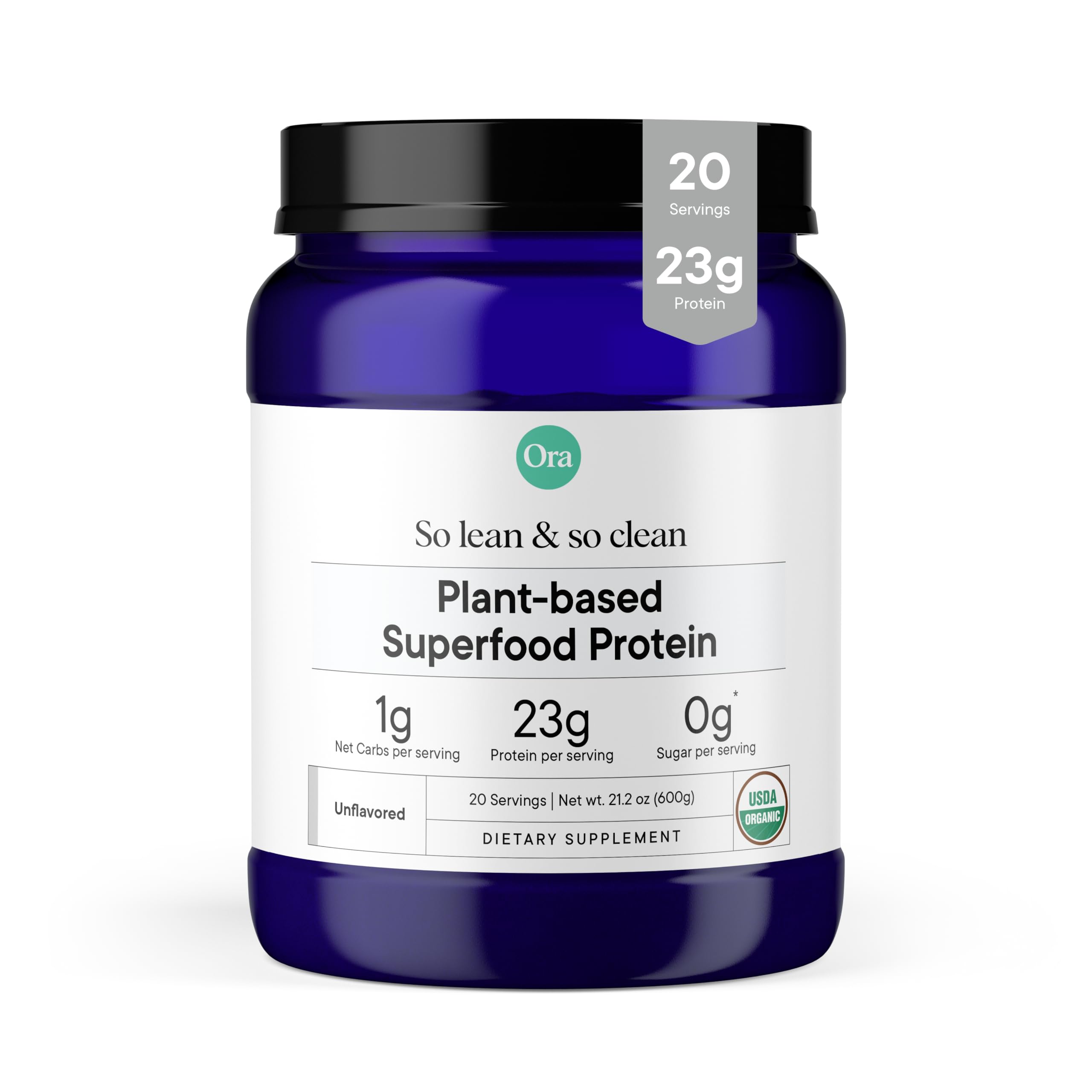 Ora Organic Vegan Protein Powder - 23g Plant Based Pea Protein Unflavored Ora Organic buy supplements canada