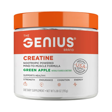 Genius Micronized Creatine Monohydrate Powder, Post Workout Supplement, Green Apple - 100% Naturally Flavored & Sweetened - Supports Muscle Building, Cellular Energy & Cognitive Function – 195g The Genius Brand buy supplements canada
