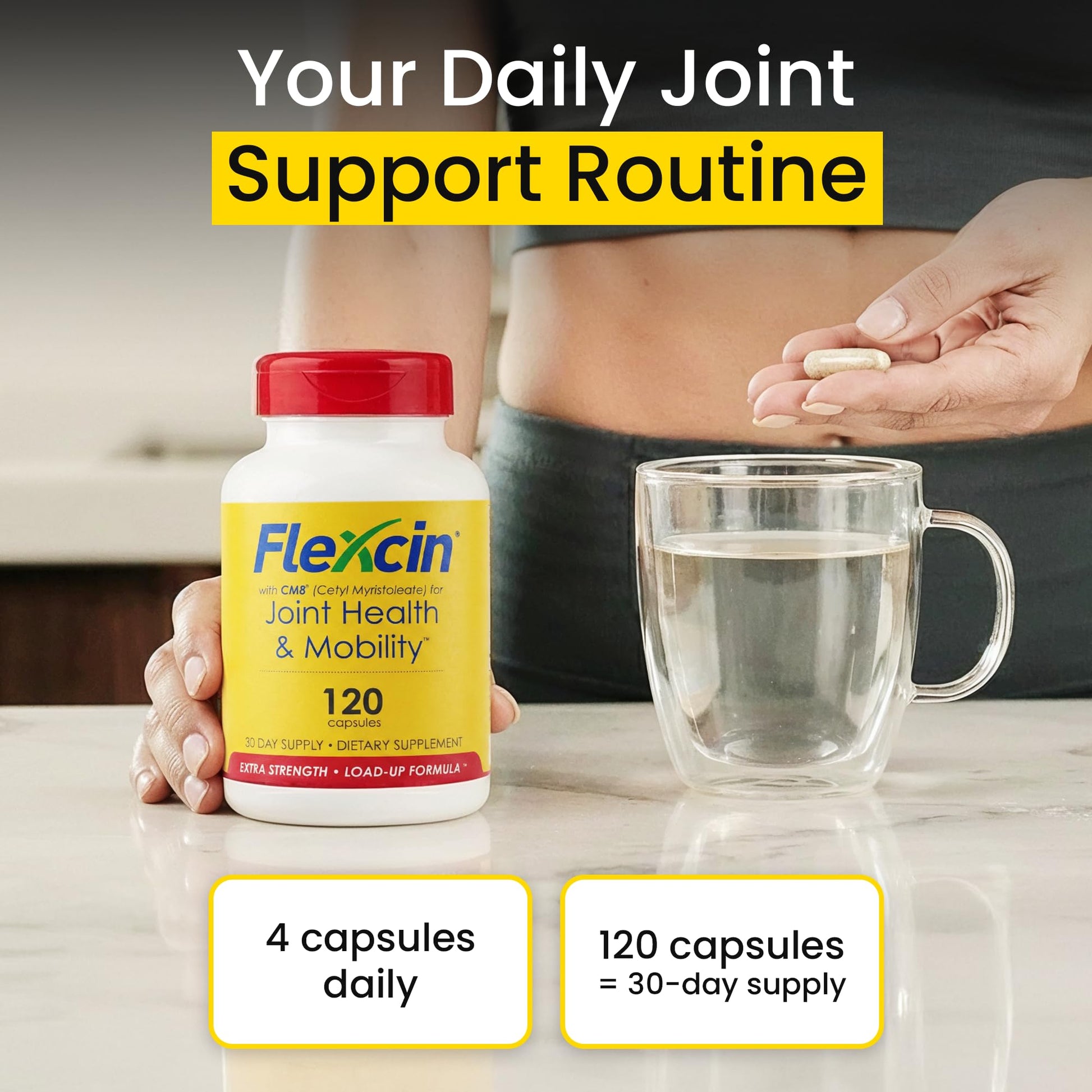 Flexcin Extra Strength Joint Formula with CM8 (Cetyl Myristoleate) - Joint Supplements for Men and Women with Glucosamine, MSM, Collagen Type II - 120 Capsules Flexcin buy supplements canada