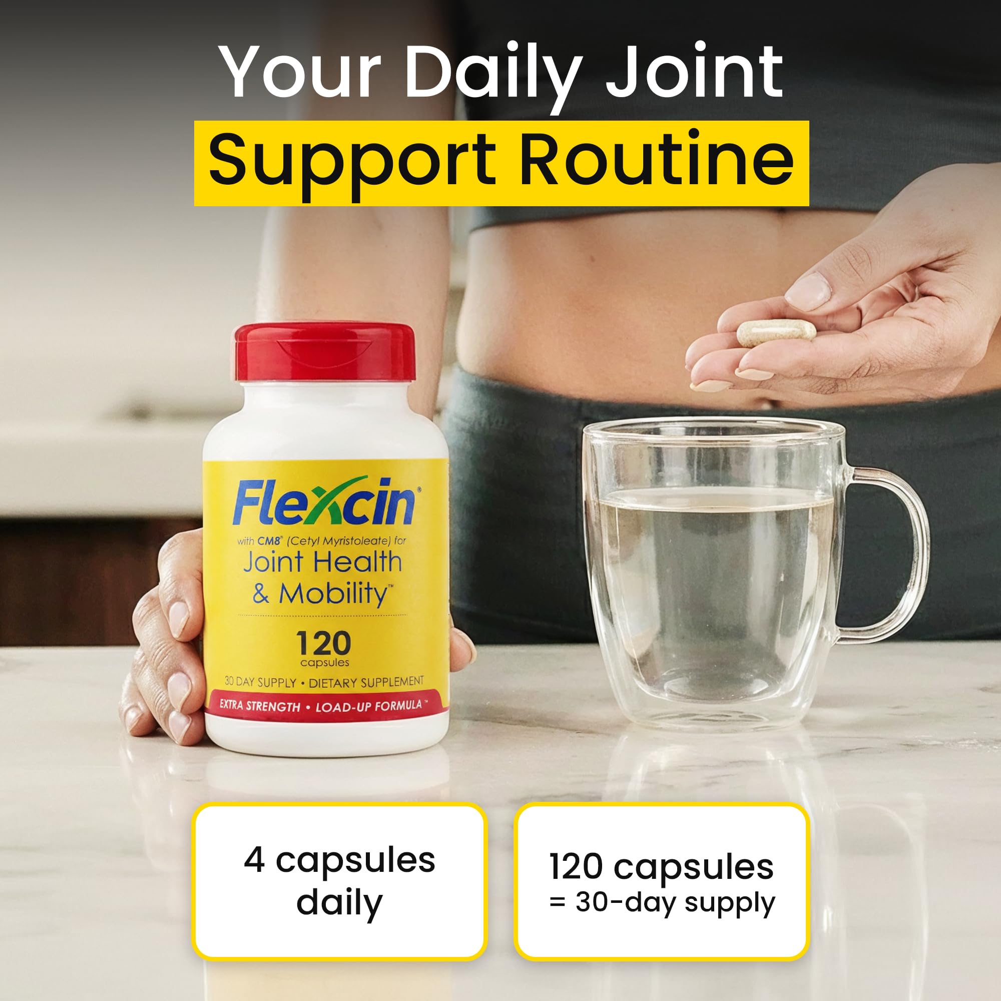 Flexcin Extra Strength Joint Formula with CM8 (Cetyl Myristoleate) - Joint Supplements for Men and Women with Glucosamine, MSM, Collagen Type II - 120 Capsules Flexcin buy supplements canada