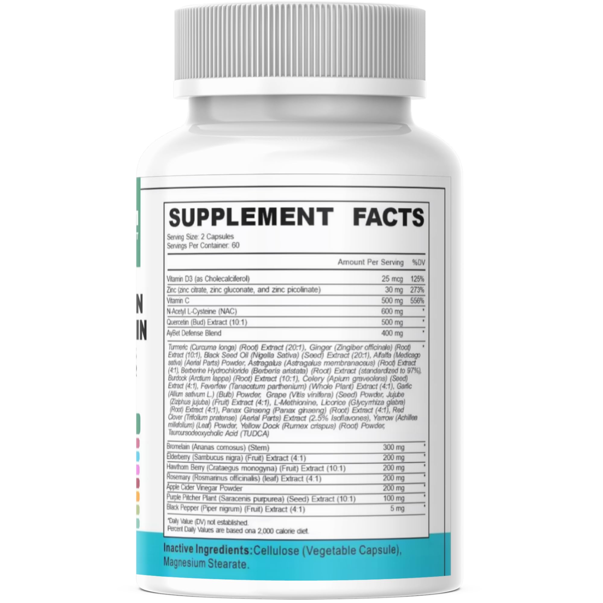 NAC-n-acetyl cysteine- Quercetin Zinc Bromelain Supplement | Extra Strength with Vit C, D3, Apple Cider Vinegar, Elderberry, Hawthorn Berry, Turmeric | Immune Support|120 Vegan Capsules | USDA Organic AyBet buy supplements canada