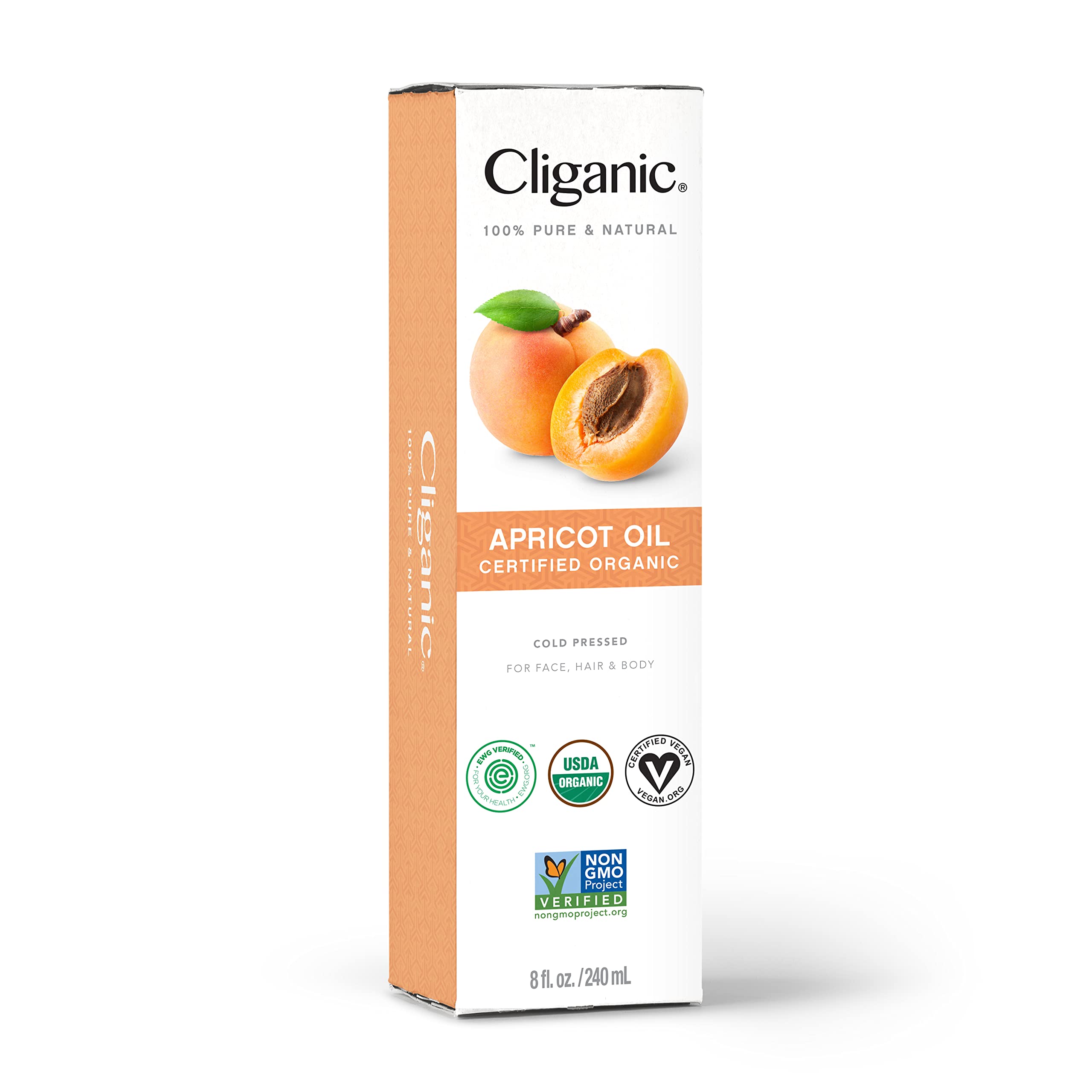 Cliganic Organic Apricot Oil, 100% Pure (8oz) - For Skin, Hair & Face | Natural Cold Pressed Unrefined Cliganic buy supplements canada