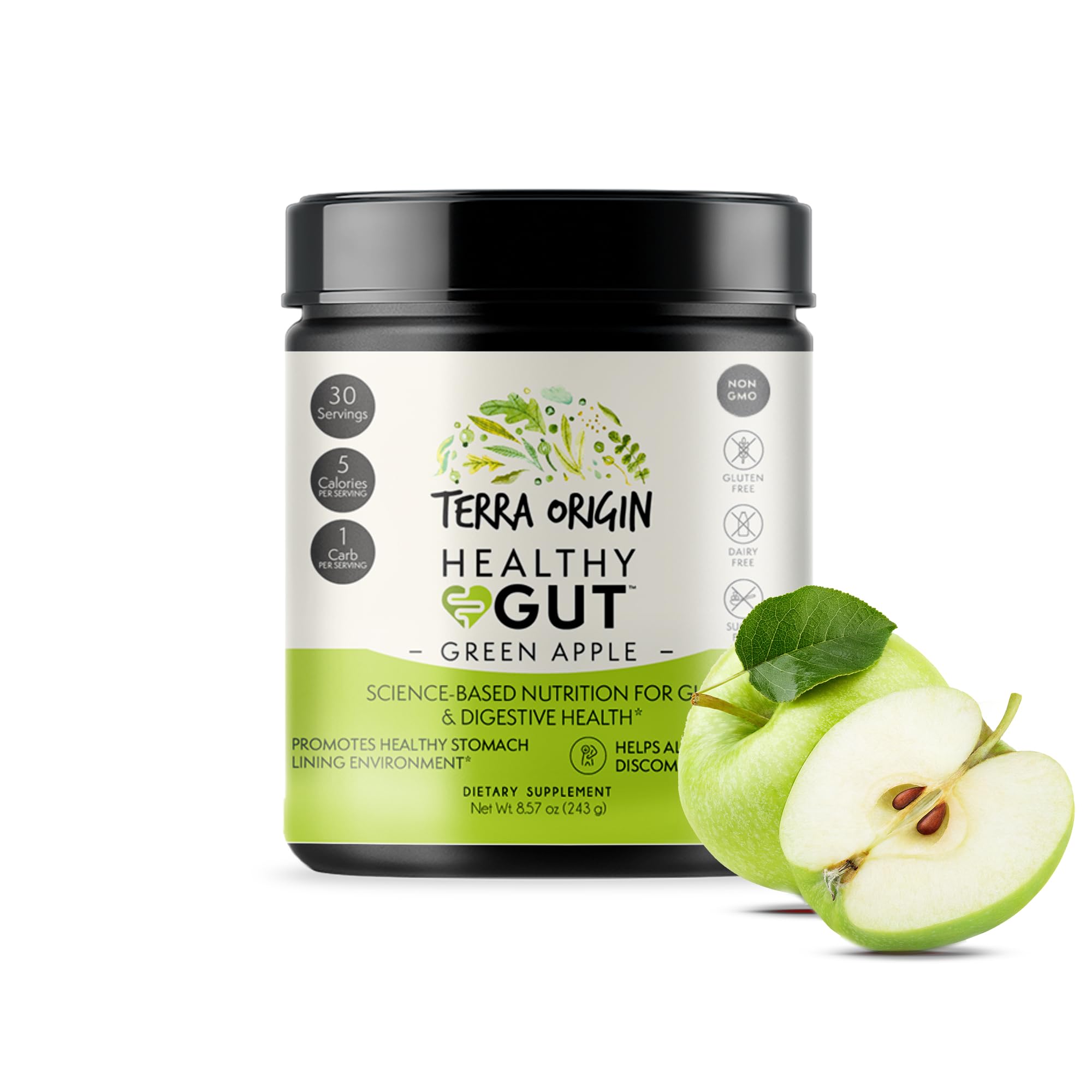 Healthy Gut Green Apple | 30-Servings with L-Glutamine, Zinc, Glucosamine, Slippery Elm Bark, Marshmallow Root and More! TERRA ORIGIN buy supplements canada