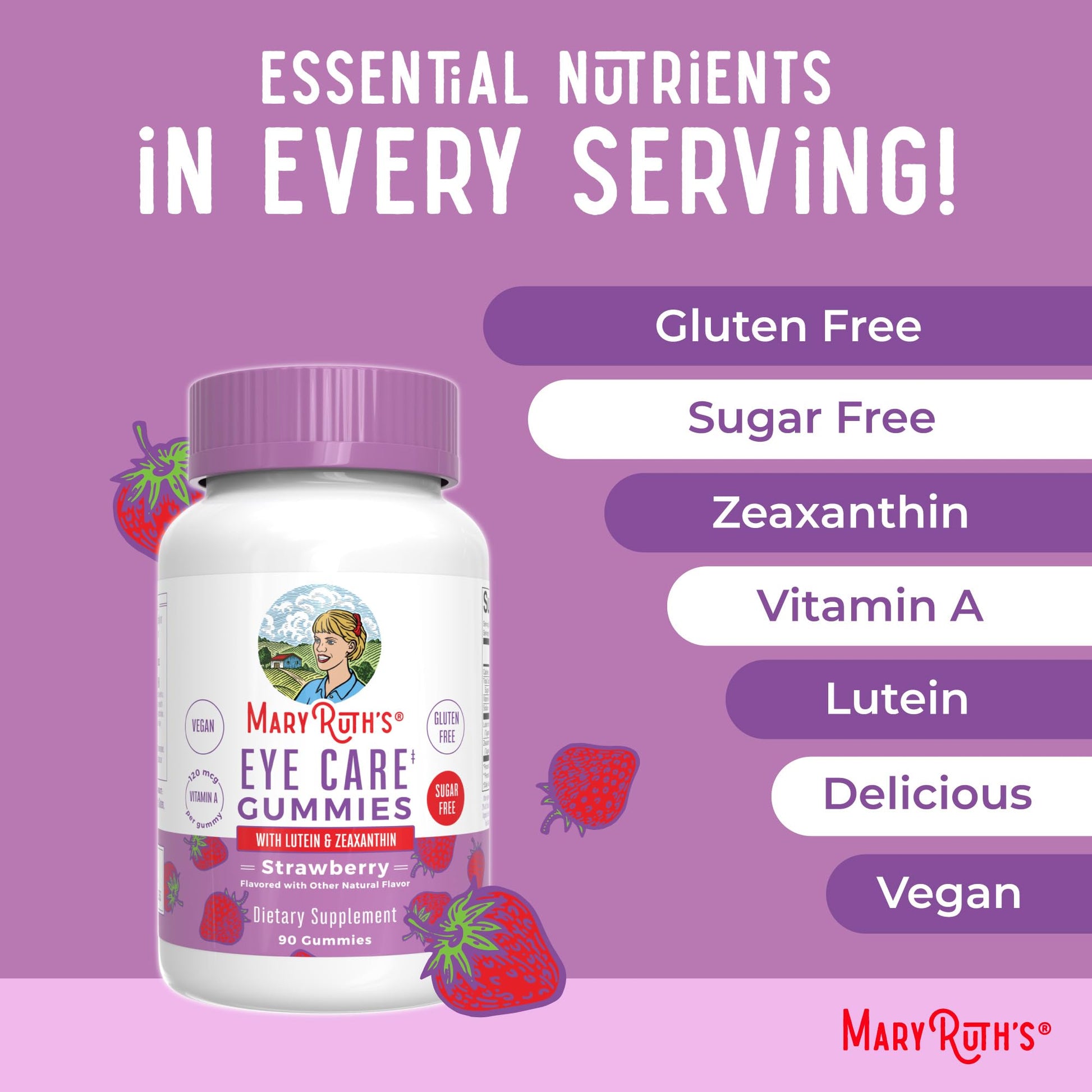 MaryRuth Organics Eye Care Gummies | Eye Health Vitamins for Adults and Kids | Lutein and Zeaxanthin Supplements | for Eyes | Vegan | Non-GMO | Gluten Free | 90 Count MARYRUTH'S buy supplements canada