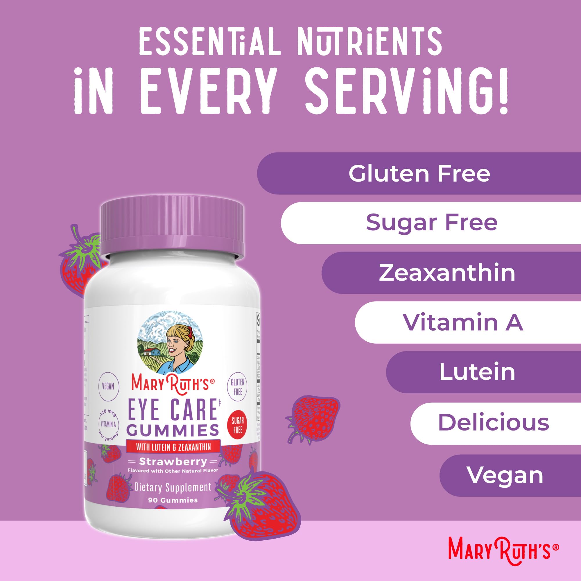 MaryRuth Organics Eye Care Gummies | Eye Health Vitamins for Adults and Kids | Lutein and Zeaxanthin Supplements | for Eyes | Vegan | Non-GMO | Gluten Free | 90 Count MARYRUTH'S buy supplements canada