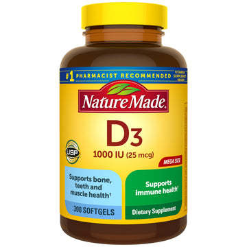 Nature Made Vitamin D3 1000 IU (25 mcg), Vitamin D Supplement for Bone, Teeth, Muscle and Immune Health Support, 300 Softgels, 300 Day Supply Nature Made buy supplements canada