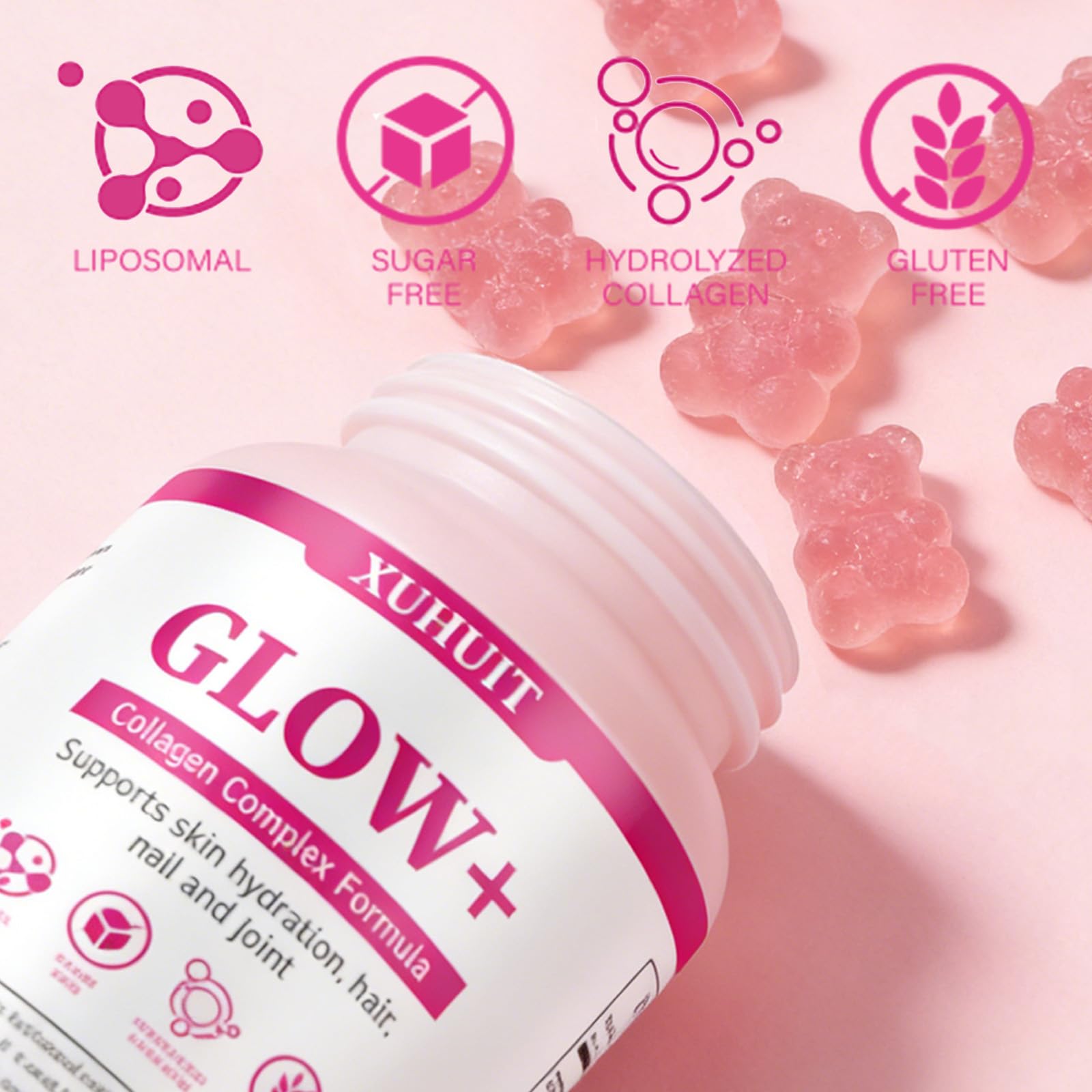 PBZPBZ Glow Collagen Gummies with Hyaluronic Acid & Resveratrol | Gentle Support for Skin, Hair & Nail Care | Non-GMO | 90 Count (1) PBZPBZ buy supplements canada