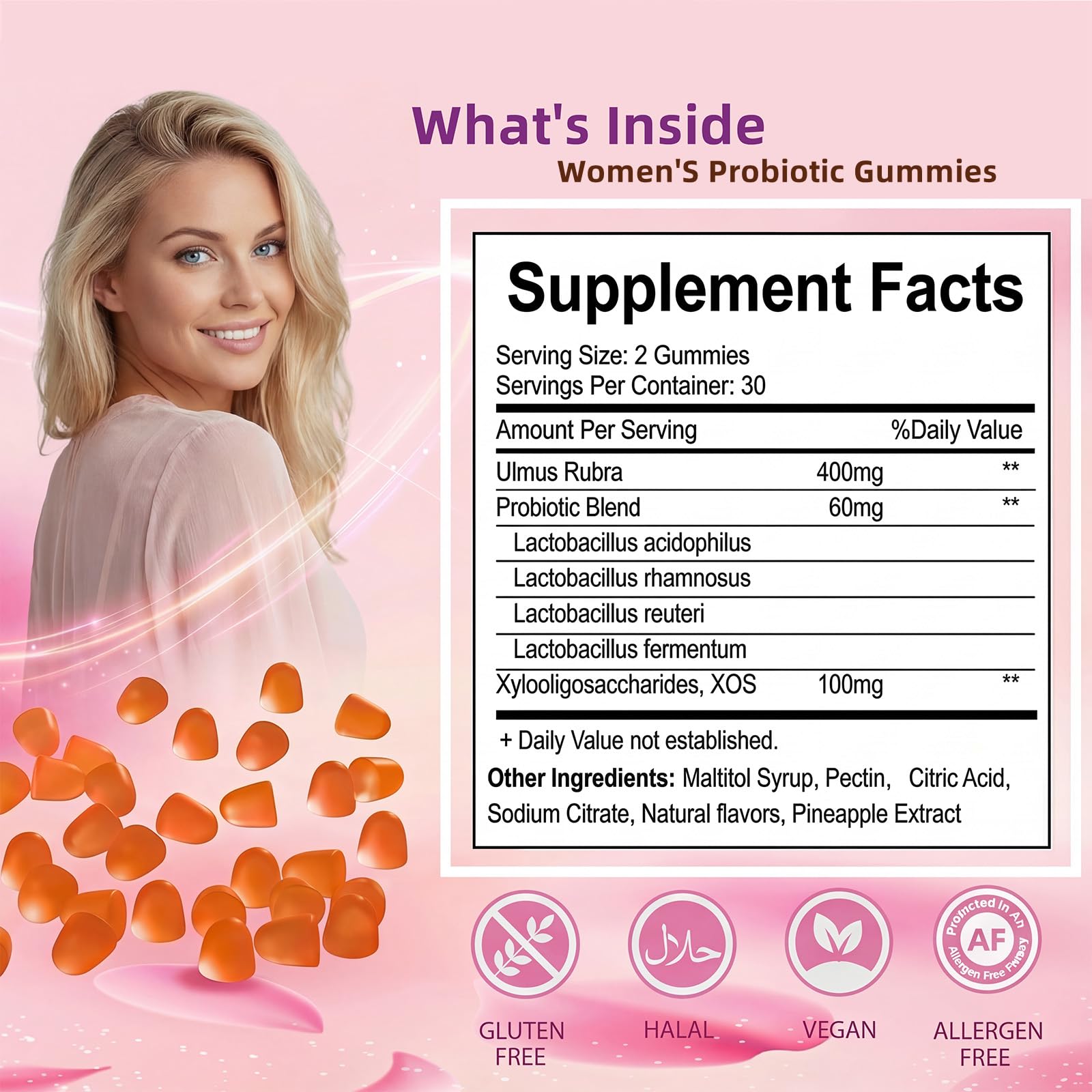 Premium Feminine Balance Gummies for Women - 60 Gummies, Hawaiian Pineapple Flavor - with Probiotics & Vitamin C - Supports Feminine Wellness & Healthy Balance - Gluten Free, Vegan（30 Servings）（Q2） QZQHUA buy supplements canada