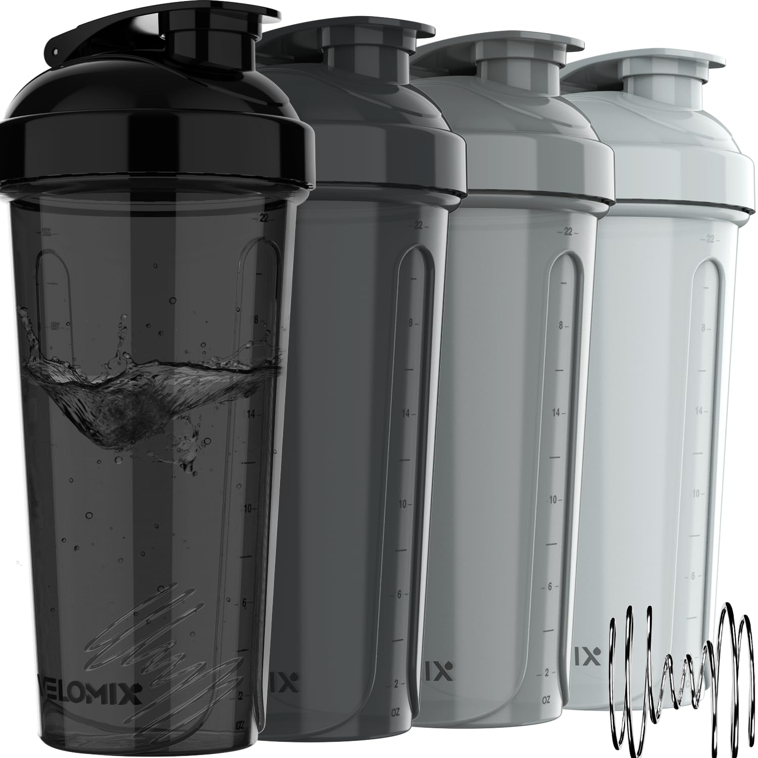 VELOMIX -4 PACK- Protein Shaker Bottles for Protein Mixes, 28 OZ Shaker Cups for Protein Shakes VELOMIX buy supplements canada