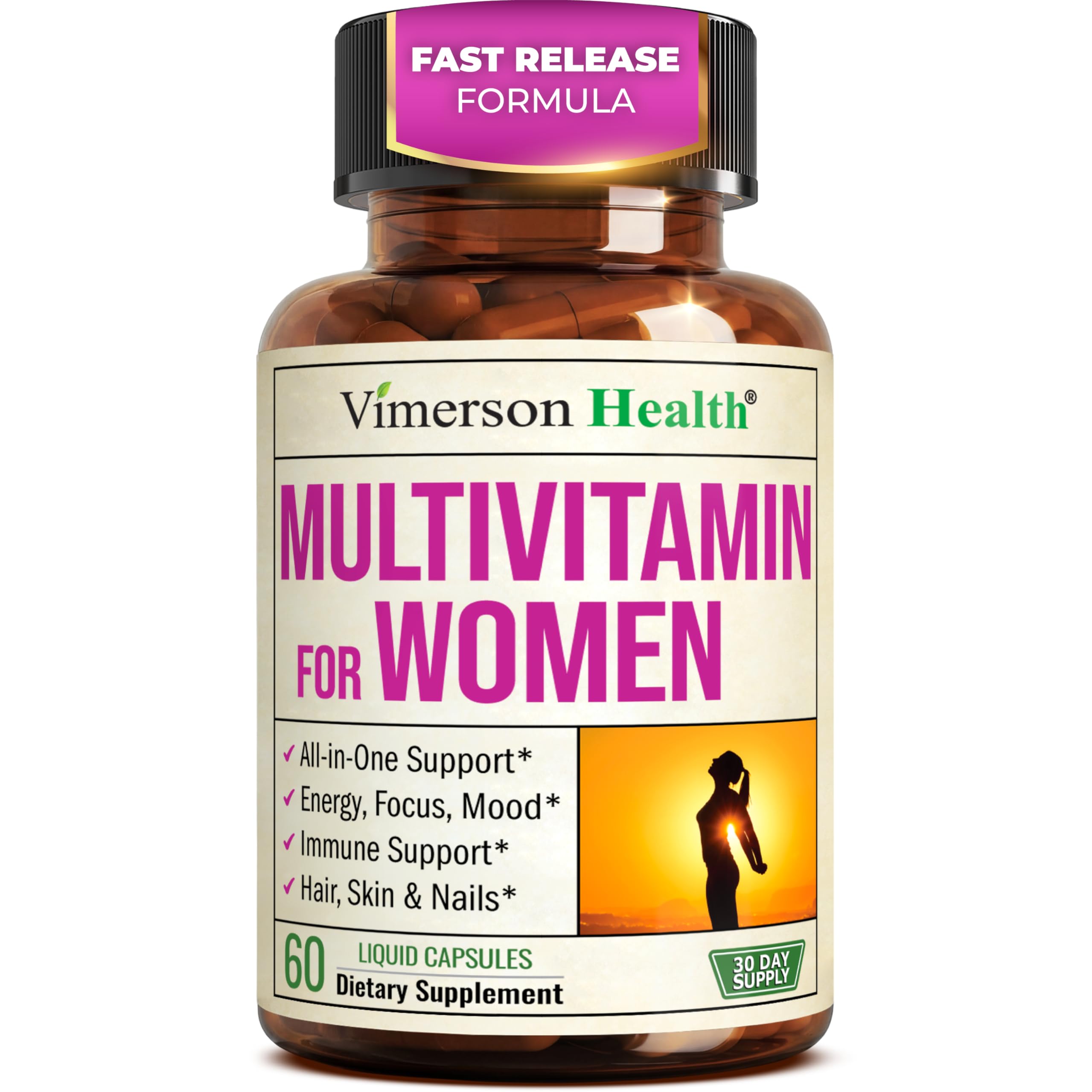Multivitamin for Women with Bioavailable Vitamins, Minerals, Vitamin D, B12, C, A & Zinc for Energy, Focus and Immune Health – Premium Womens Multivitamins & Multiminerals – 60 Liquid Caps Vimerson Health buy supplements canada