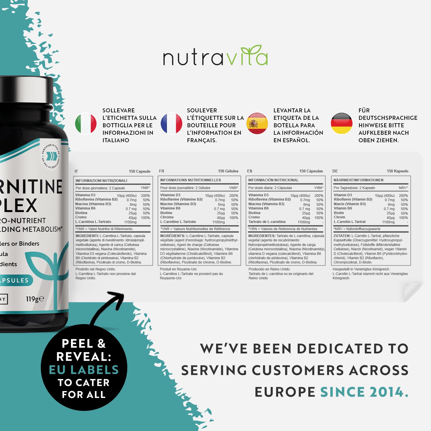 L-Carnitine Complex - High Strength Capsules with Added Riboflavin, Biotin, Chromium Nutravita buy supplements canada