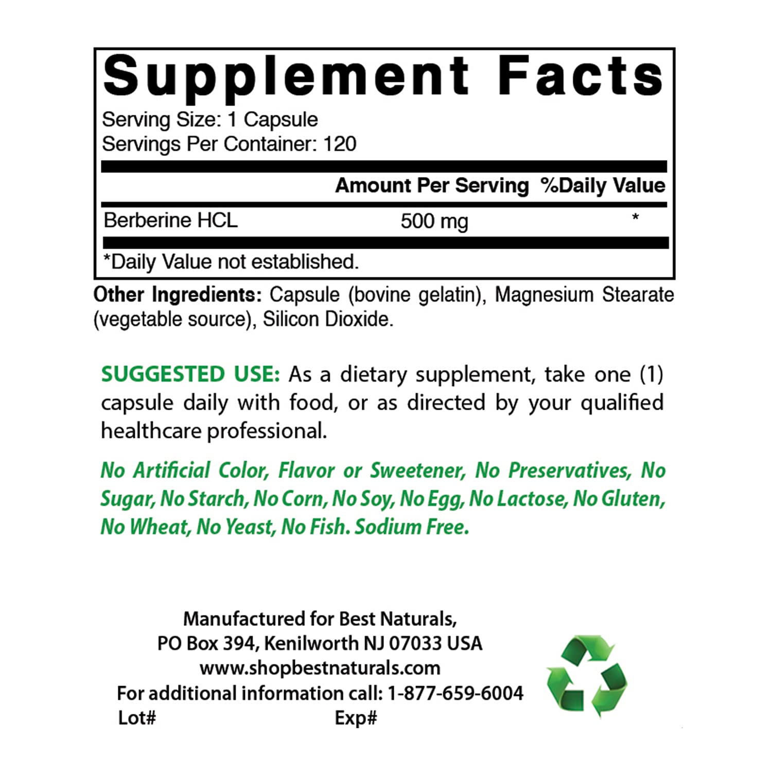Best Naturals Berberine 500mg 120 Capsules - Supports Immune Function, Cardiovascular Best Naturals buy supplements canada