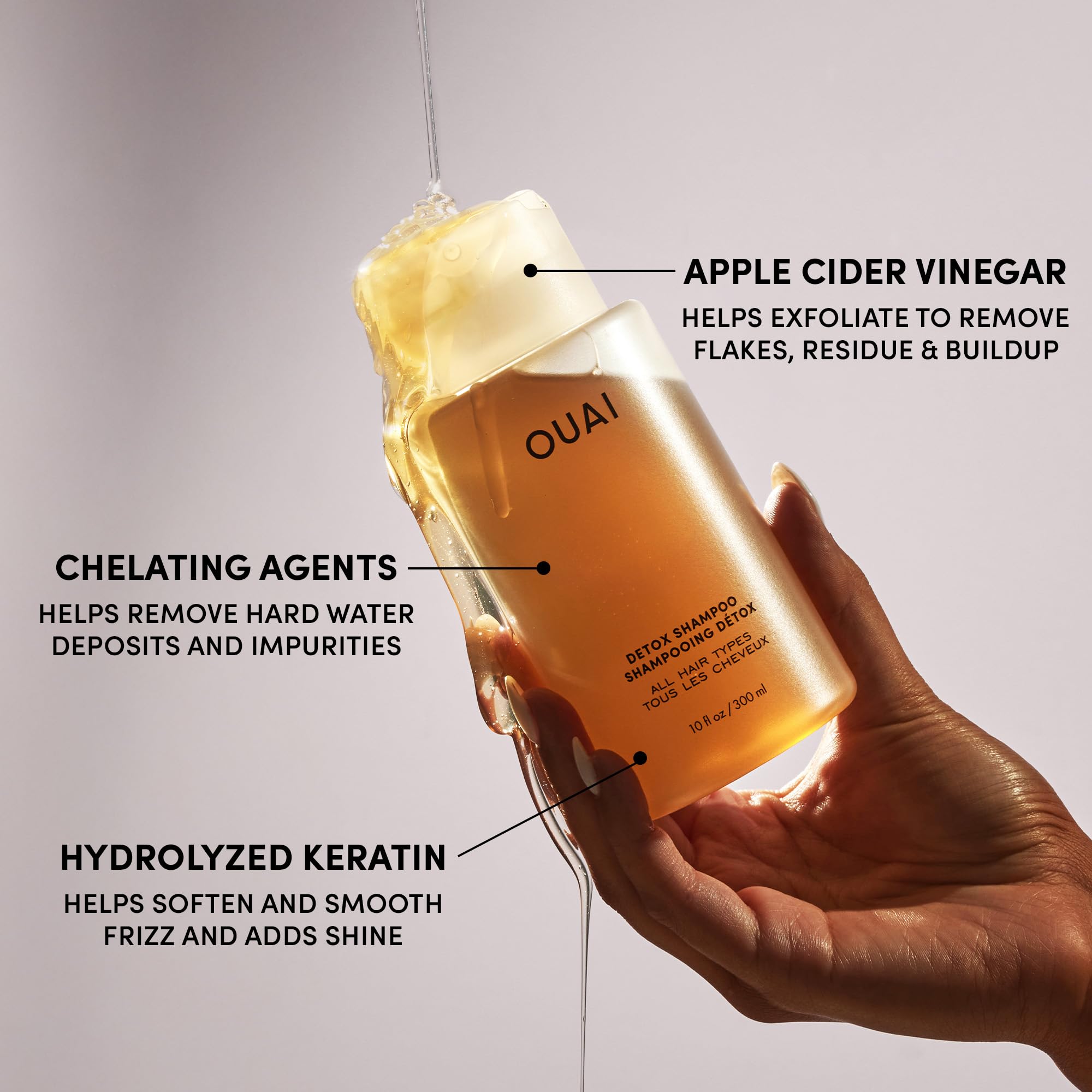 OUAI Detox Shampoo - Clarifying Shampoo for Build Up, Dirt, Oil, Product and Hard Water - Apple Cider Vinegar & Keratin for Clean, Refreshed Hair - Sulfate-Free Hair Care (16 oz) OUAI buy supplements canada
