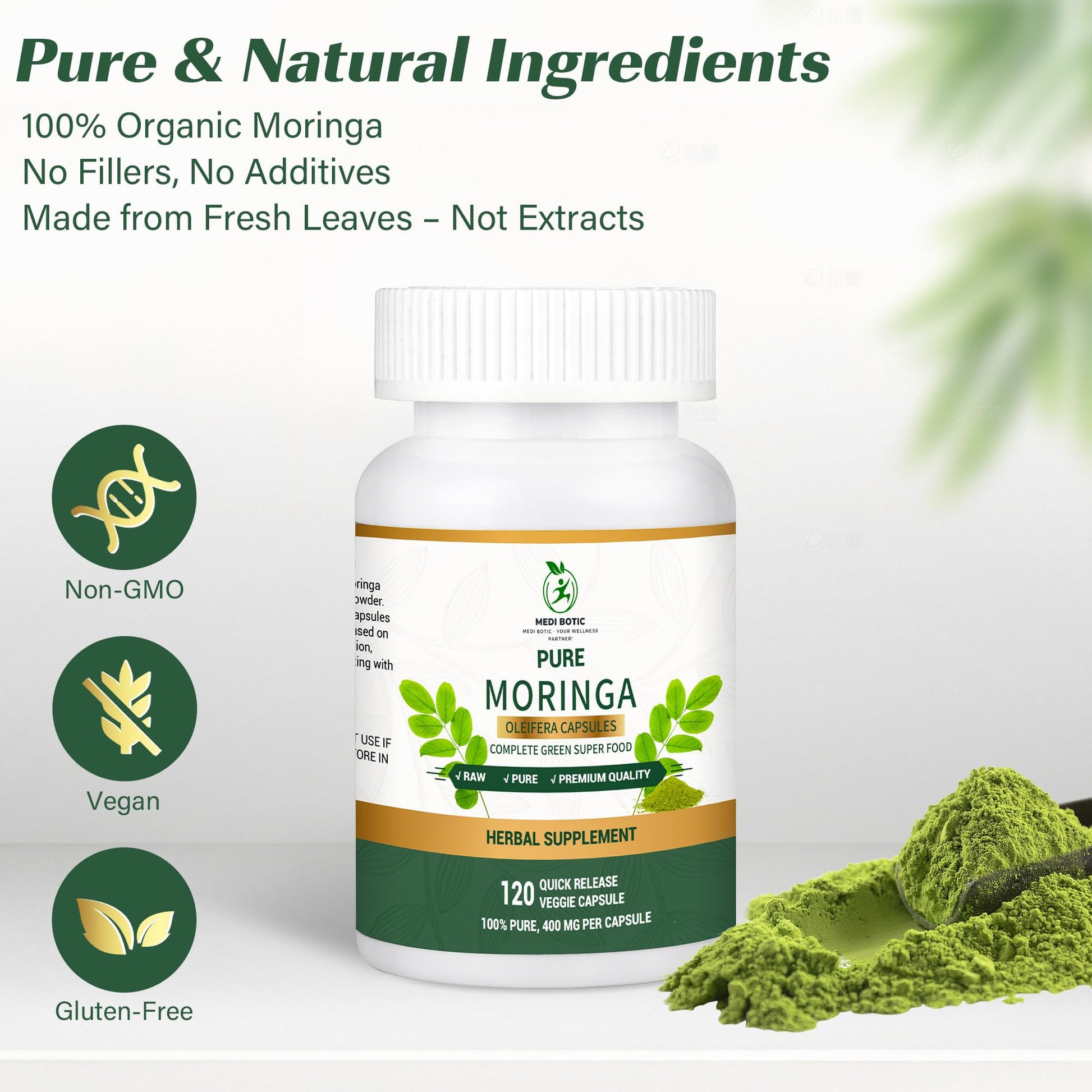 Moringa Capsules, Moringa Pure Capsules For Energy, Immune Support, Gut Health & Powerful Green Superfood, Rich In Antioxidants, Essential Vitamins & Amino Acids MEDI BOTIC buy supplements canada