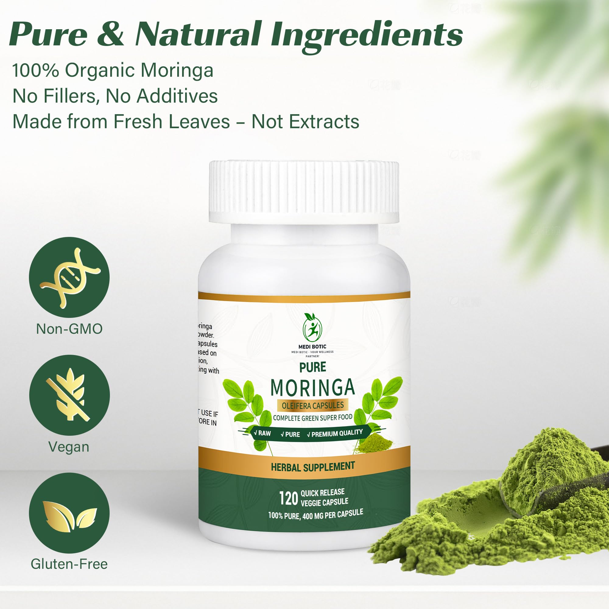 Moringa Capsules, Moringa Pure Capsules For Energy, Immune Support, Gut Health & Powerful Green Superfood, Rich In Antioxidants, Essential Vitamins & Amino Acids MEDI BOTIC buy supplements canada