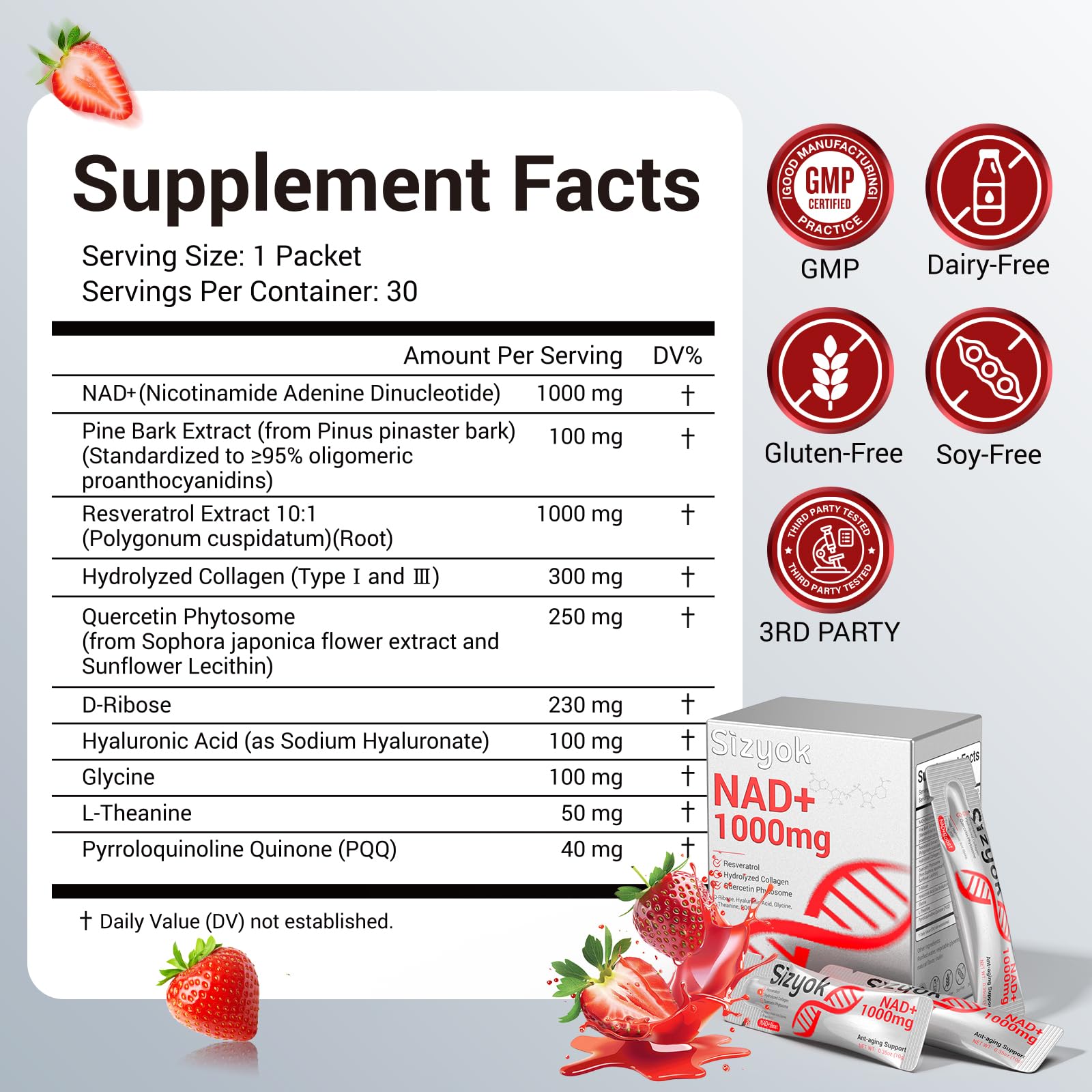 NAD+ Supplement 1000mg Liquid - High Absorption NAD+ with Trans Resveratrol 2000mg, Collagen & Hyaluronic Acid, Anti-Aging Energy Support for Women, Cellular Health & Longevity Boost Sizyok buy supplements canada