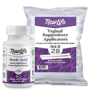 NewLife Naturals Boric Acid Vaginal Suppositories 600mg (60 Pack) with 28 Applicators - for pH Balance NewLife Naturals buy supplements canada