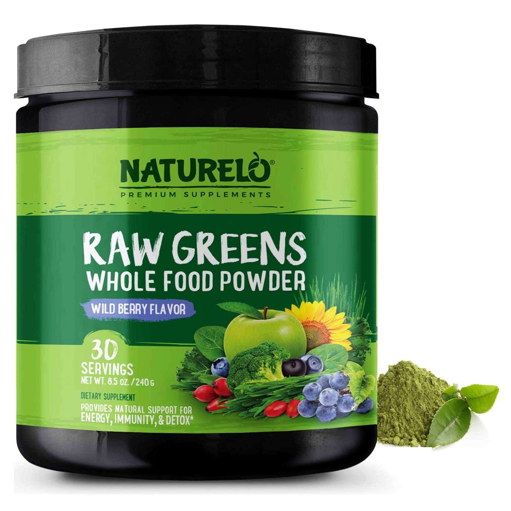 NATURELO Raw Greens Superfood Powder - Wild Berry Flavor - Boost Ener NATURELO buy supplements canada