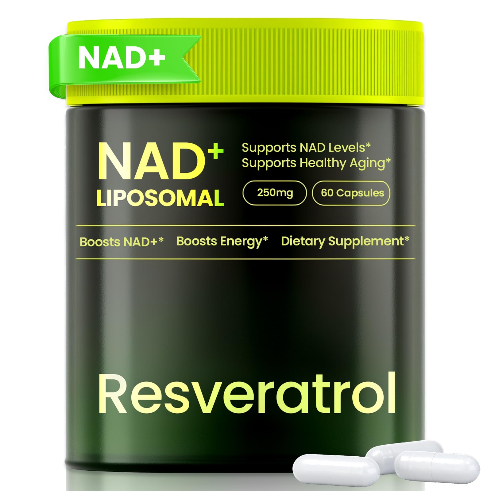 Lyndops NAD Supplement, Liposomal Nicotinamide Riboside Resveratrol 250mg, NMN Alternative, High Purity NAD Supplement for Women & Men, Anti-Aging, Cellular Energy, Mental Focus - 60 Capsules Lyndops buy supplements canada