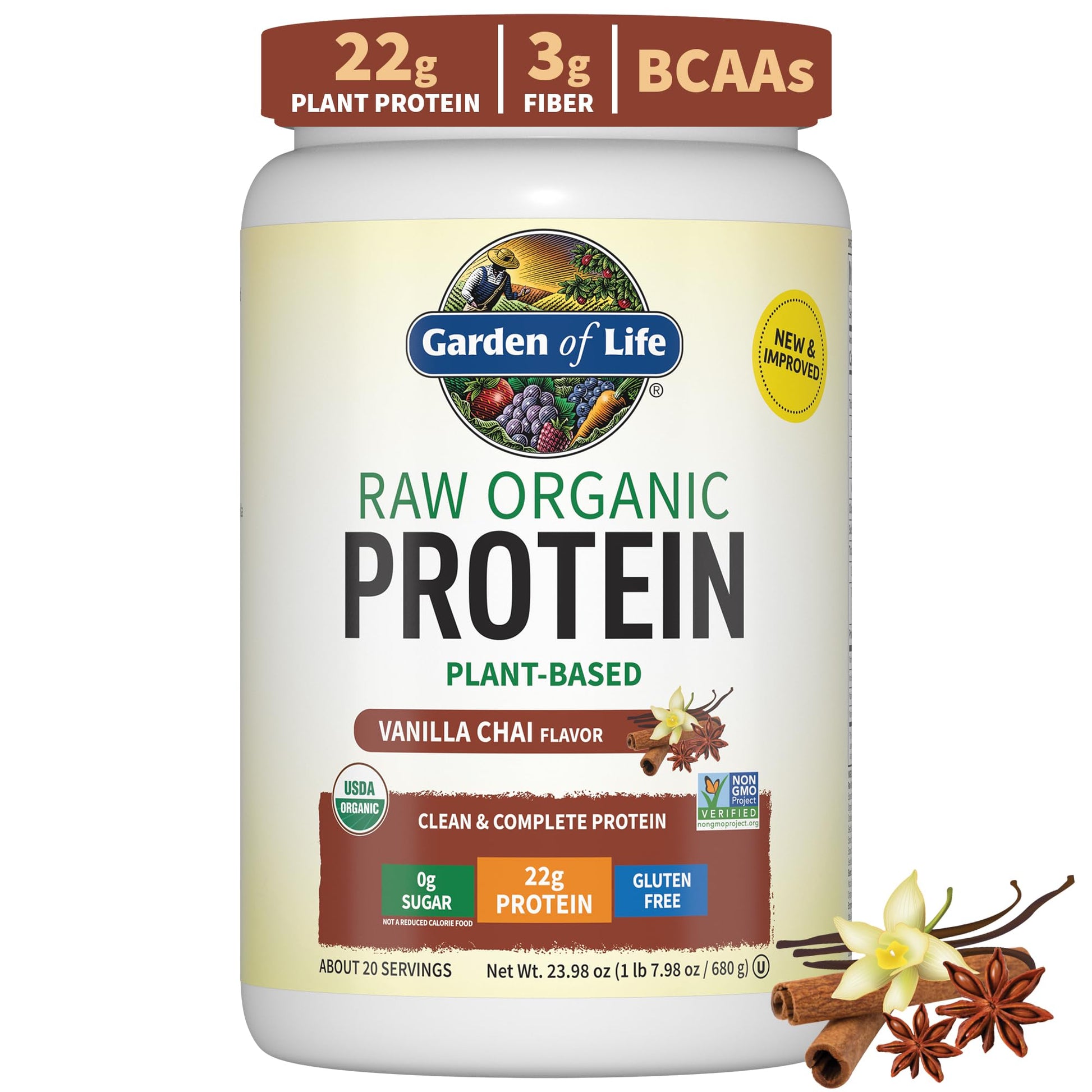 Garden of Life, Organic Vegan Vanilla Chai Protein Powder -22g Complete Plant Based Raw Garden of Life buy supplements canada